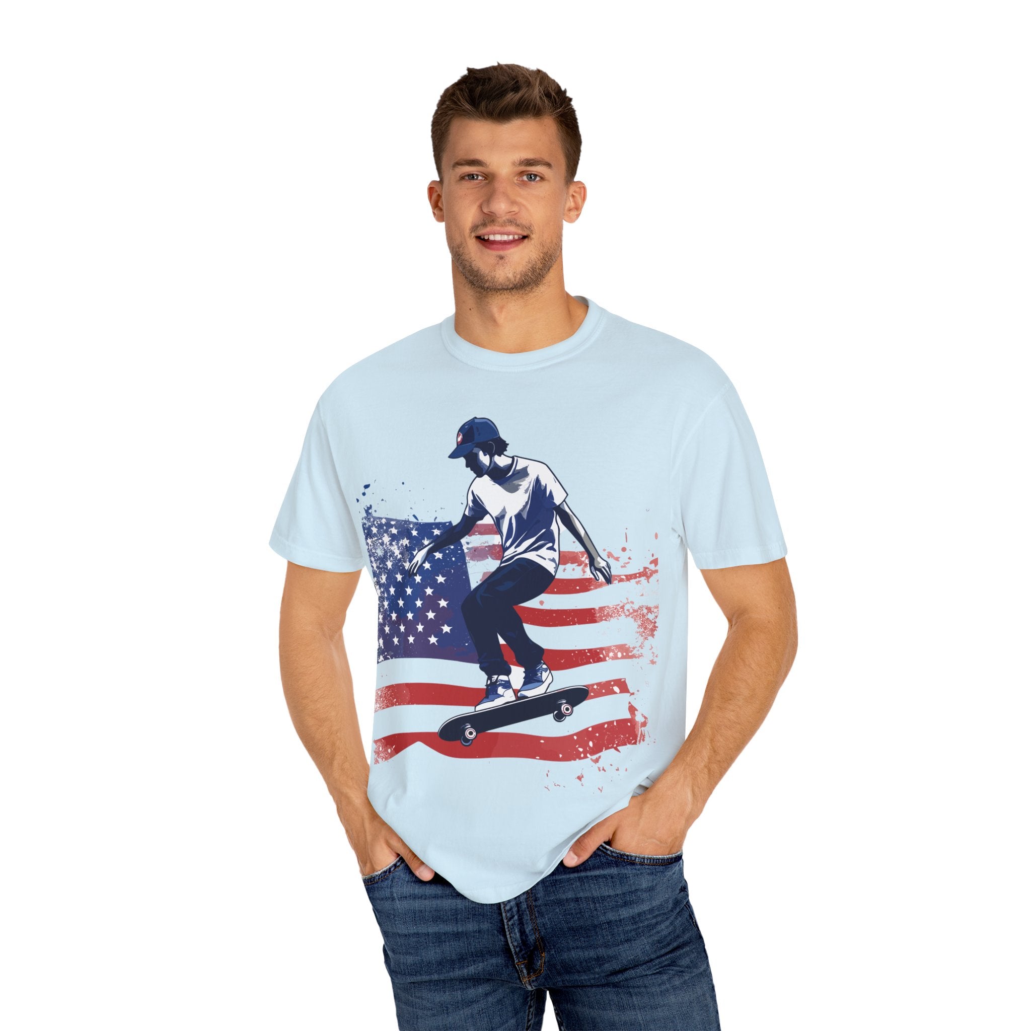Skateboarder American Flag T-Shirt