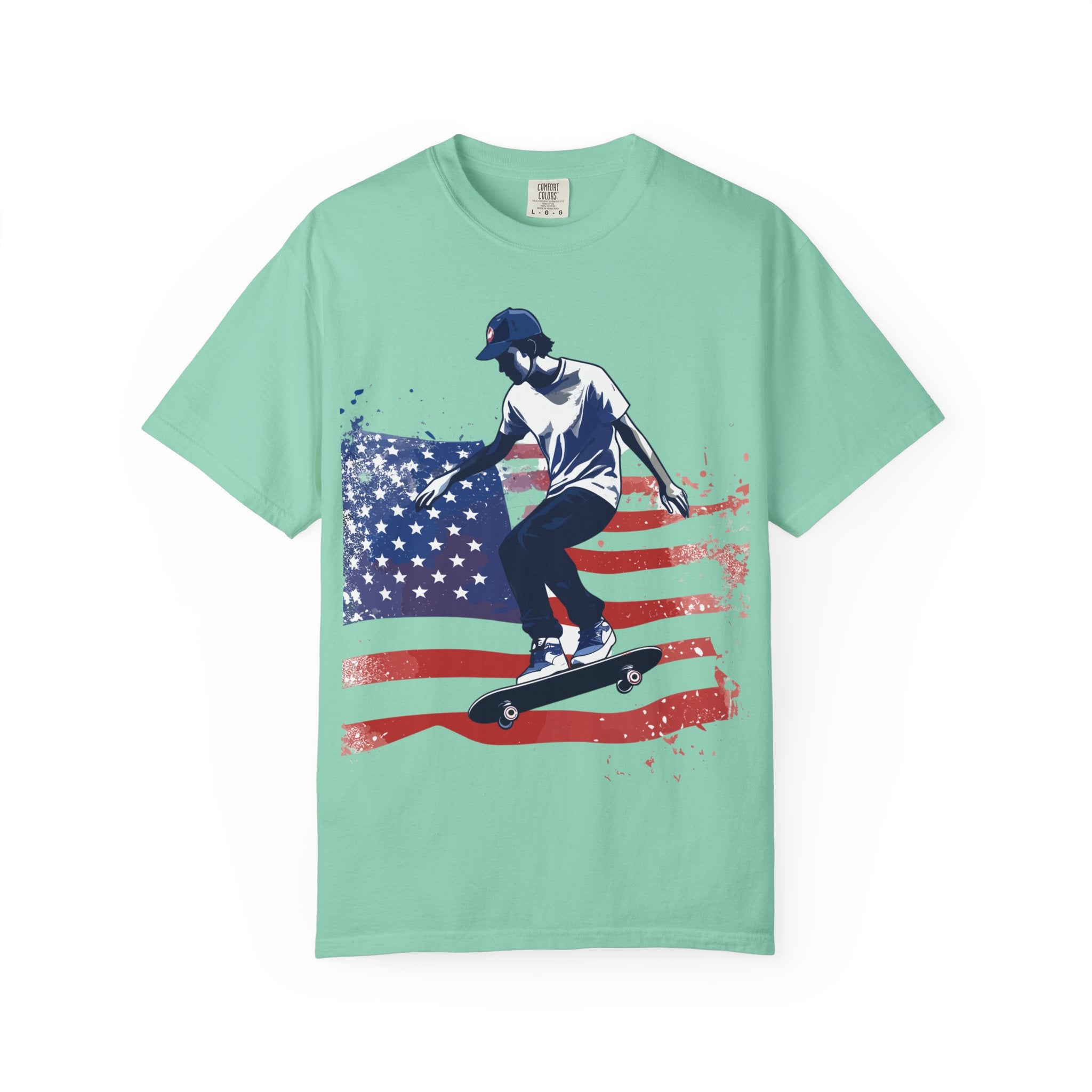 Skateboarder American Flag T-Shirt