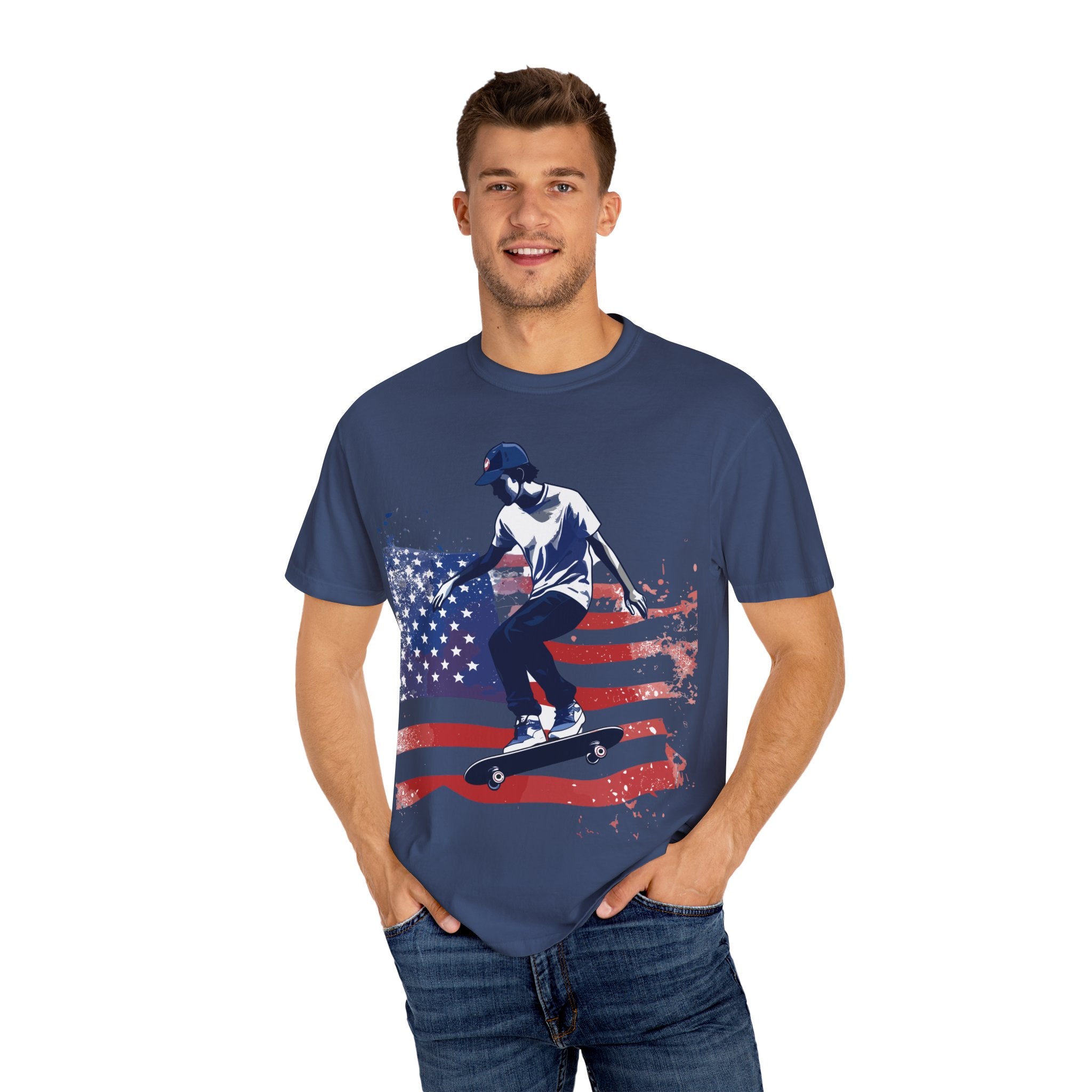 Skateboarder American Flag T-Shirt