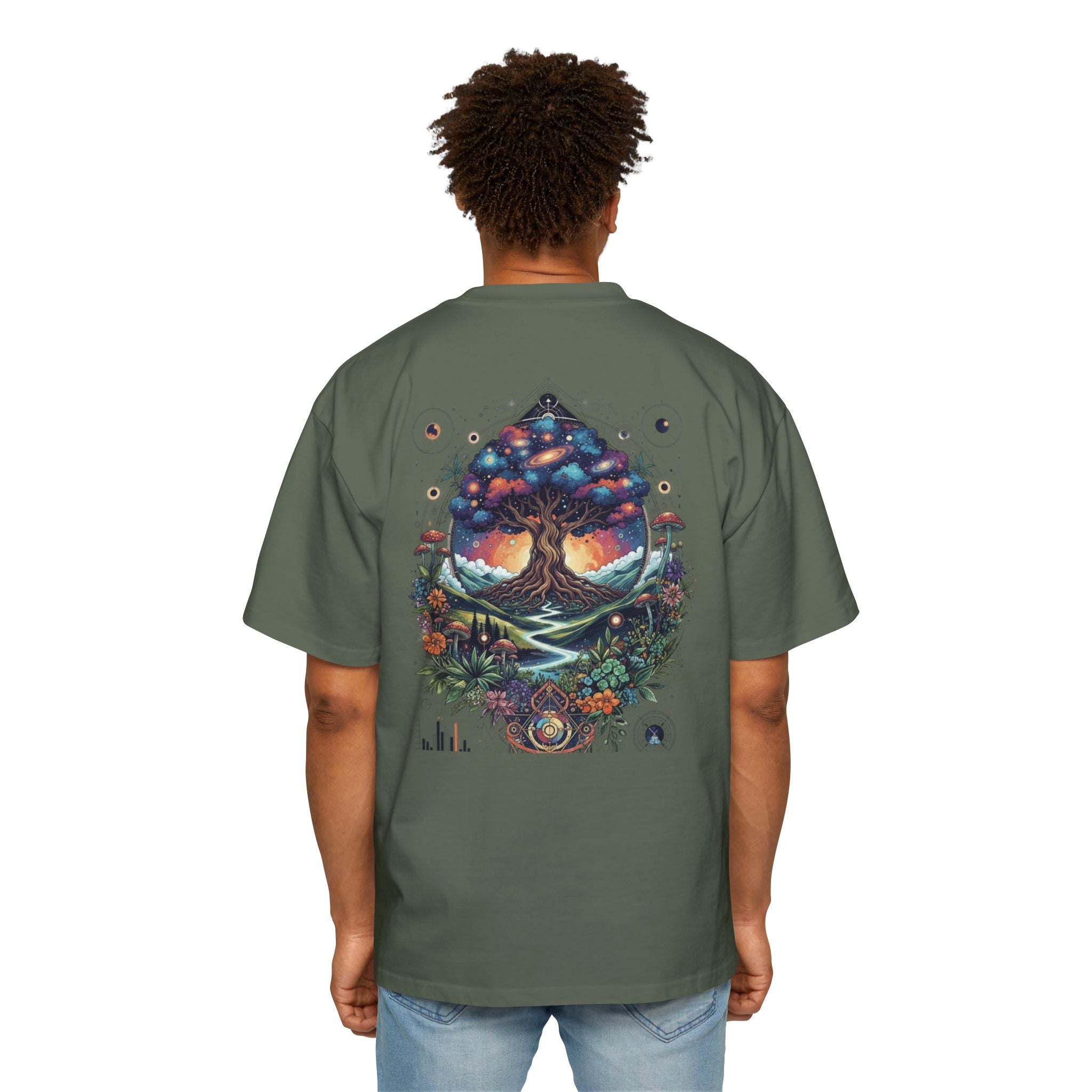 Bohemian Tree of Life Tee, Oversized Men's Shirt, Festival Wear, Nature Lover Gift, Eco-Friendly Fashion, Casual Summer Top