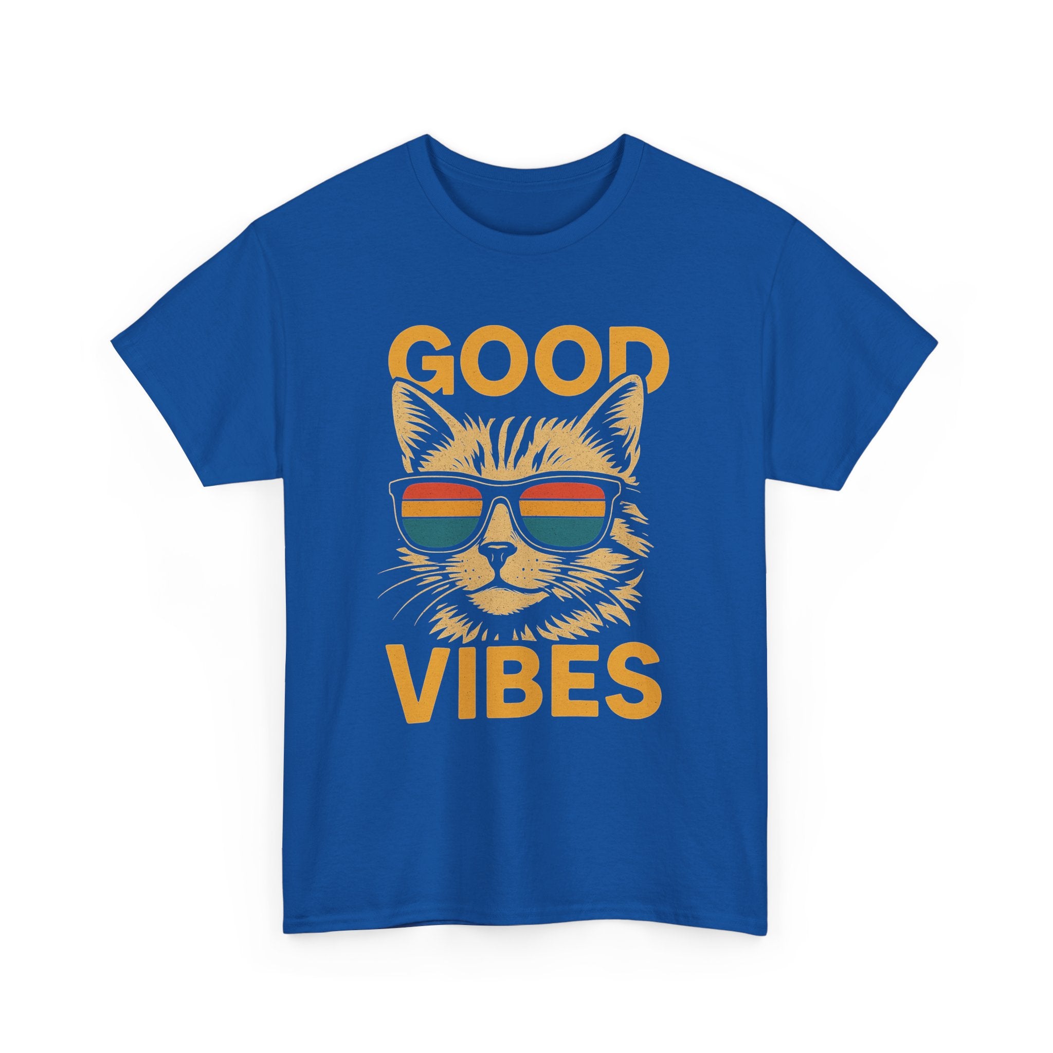 Good Vibes Cat Tee, Unisex Cotton T-Shirt, Summer Casual Top, Gift for Cat Lovers, Fun Pet Shirt, Chill Vibes Outfit