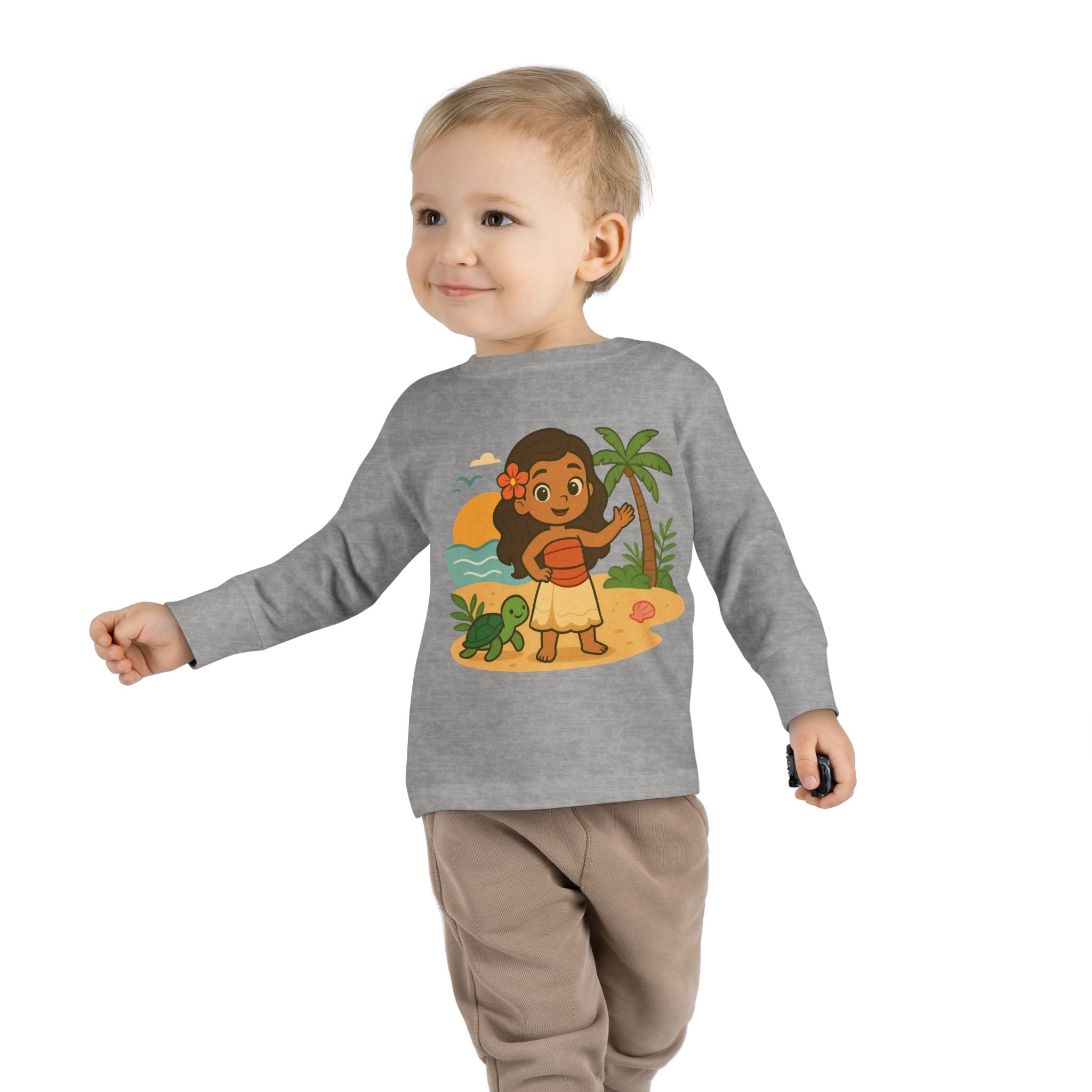 Tropical Toddler Tee, Cute Kids Shirt, Beach Vibes Long Sleeve Top, Summer Outfit for Children, Hawaiian Theme Kids Apparel