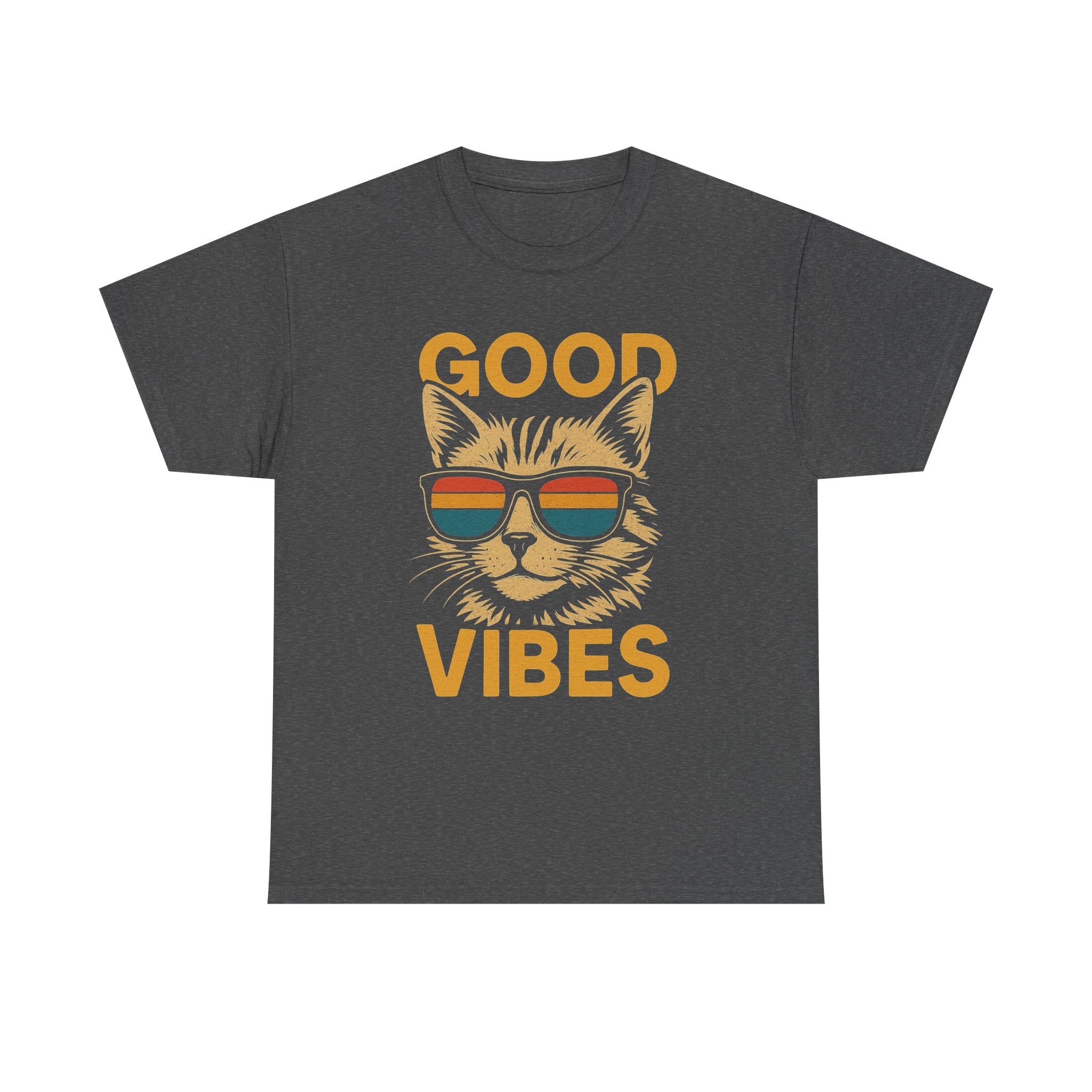 Good Vibes Cat Tee, Unisex Cotton T-Shirt, Summer Casual Top, Gift for Cat Lovers, Fun Pet Shirt, Chill Vibes Outfit