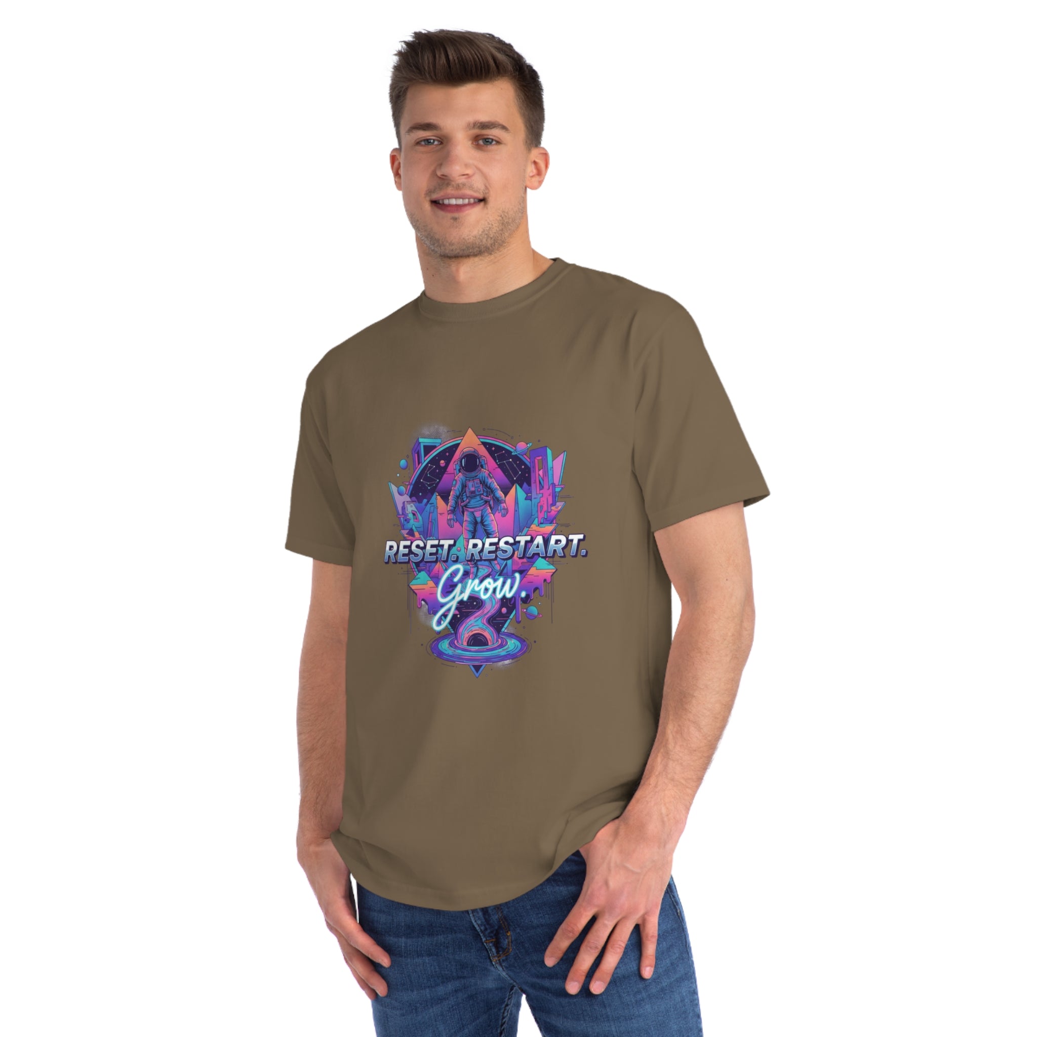 Organic Reset Restart Grow T-Shirt, Unisex Graphic Tee, Motivational Shirt, Eco-Friendly Apparel, Perfect for Gifts
