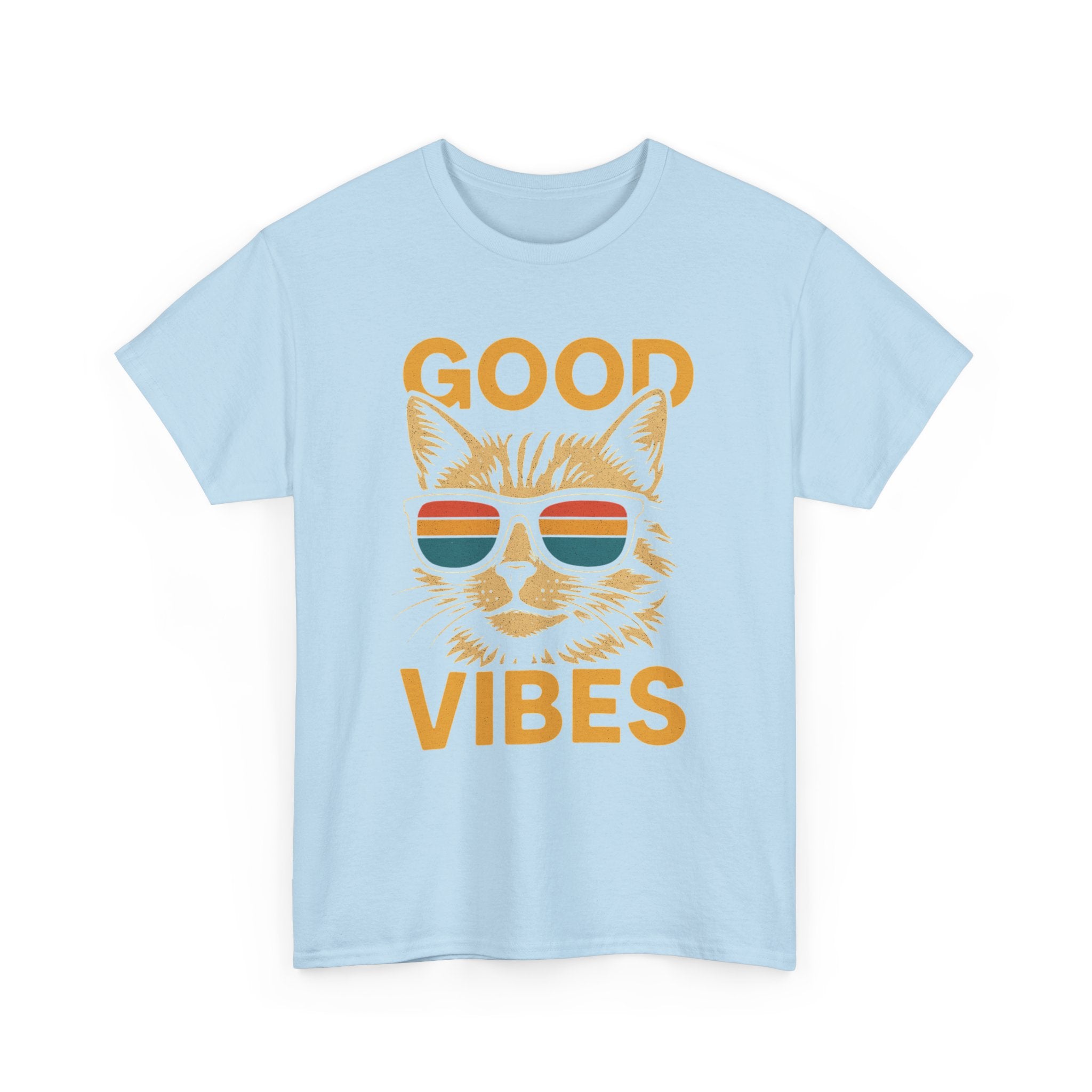 Good Vibes Cat Tee, Unisex Cotton T-Shirt, Summer Casual Top, Gift for Cat Lovers, Fun Pet Shirt, Chill Vibes Outfit
