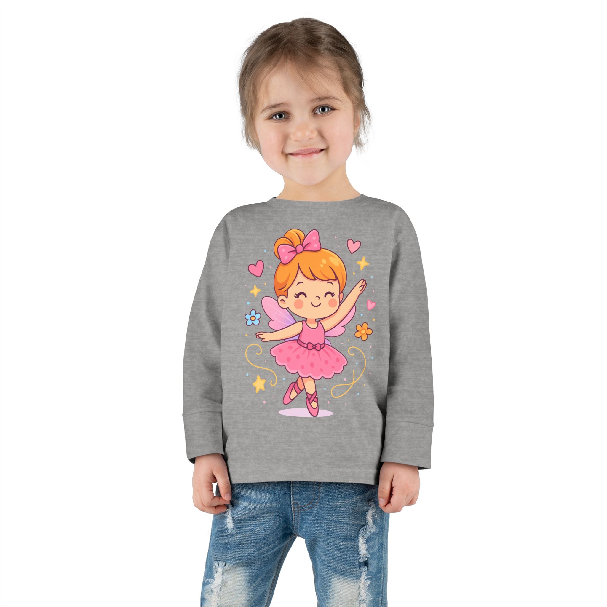 Cute Ballerina Toddler Long Sleeve Tee, Kids Dance Shirt, Toddler Gift, Ballet Costume Tee, Toddler Apparel for Birthdays, Dance Class