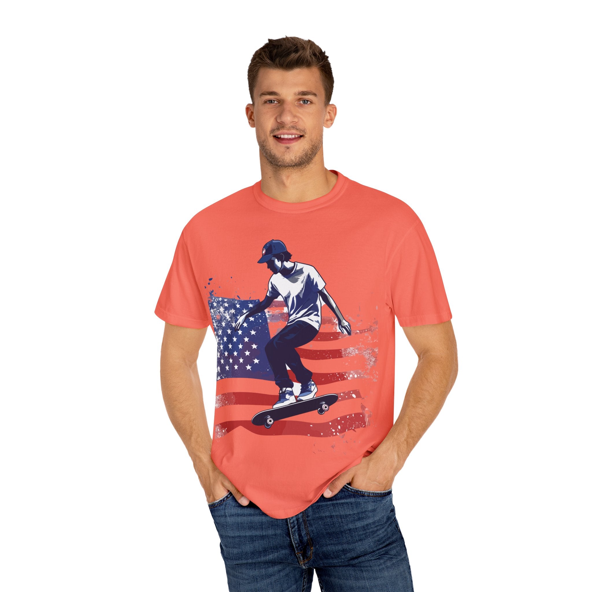 Skateboarder American Flag T-Shirt