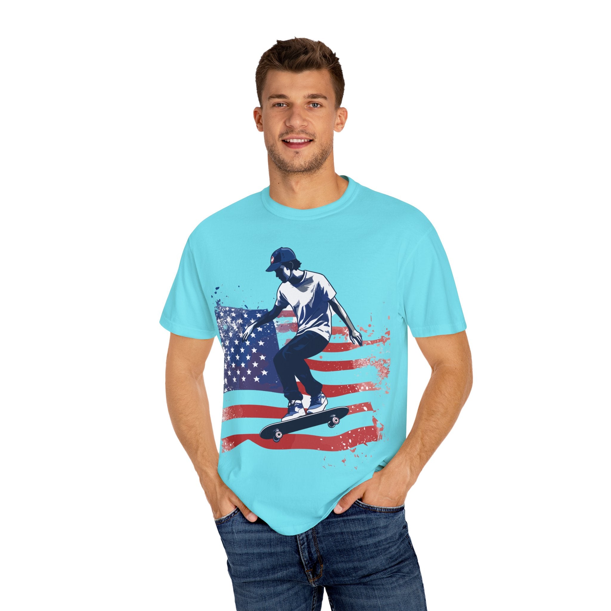 Skateboarder American Flag T-Shirt