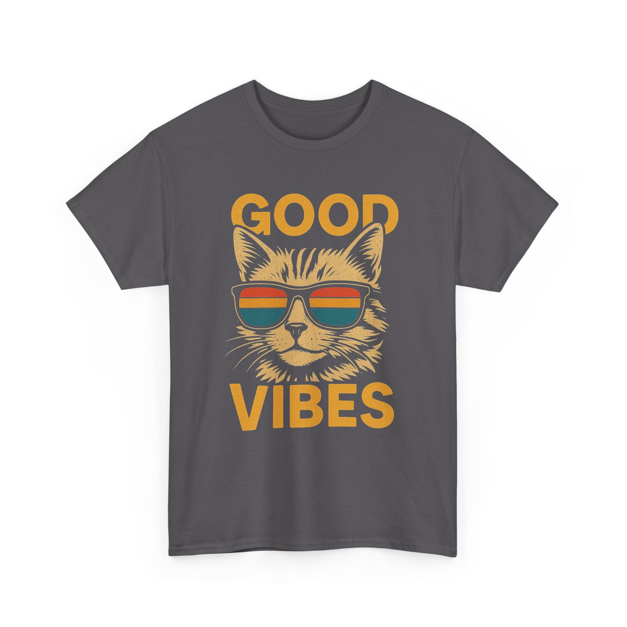 Good Vibes Cat Tee, Unisex Cotton T-Shirt, Summer Casual Top, Gift for Cat Lovers, Fun Pet Shirt, Chill Vibes Outfit