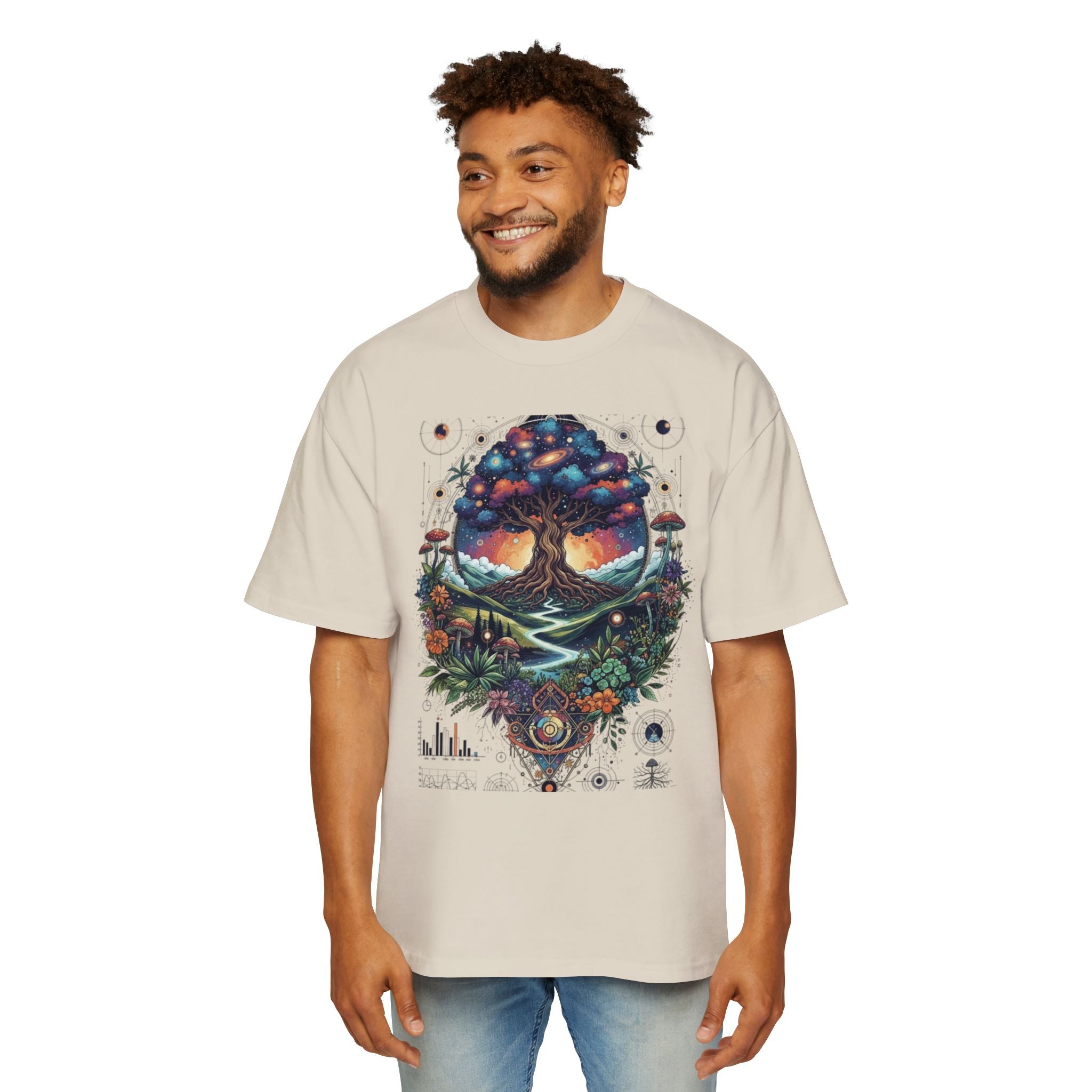 Bohemian Tree of Life Tee, Oversized Men's Shirt, Festival Wear, Nature Lover Gift, Eco-Friendly Fashion, Casual Summer Top