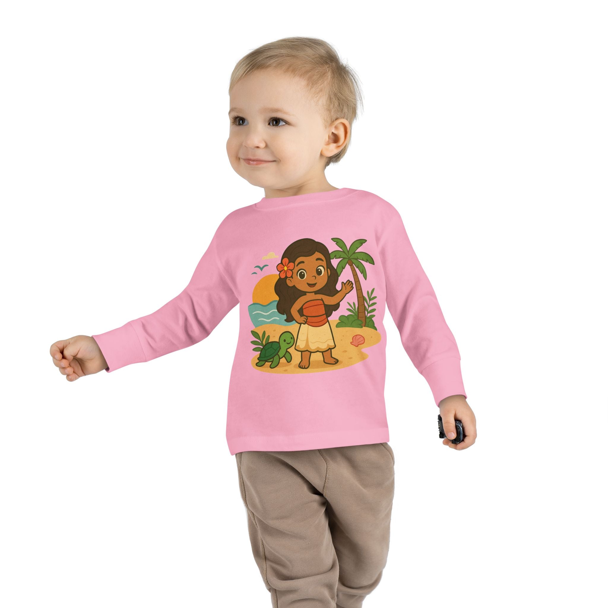 Tropical Toddler Tee, Cute Kids Shirt, Beach Vibes Long Sleeve Top, Summer Outfit for Children, Hawaiian Theme Kids Apparel