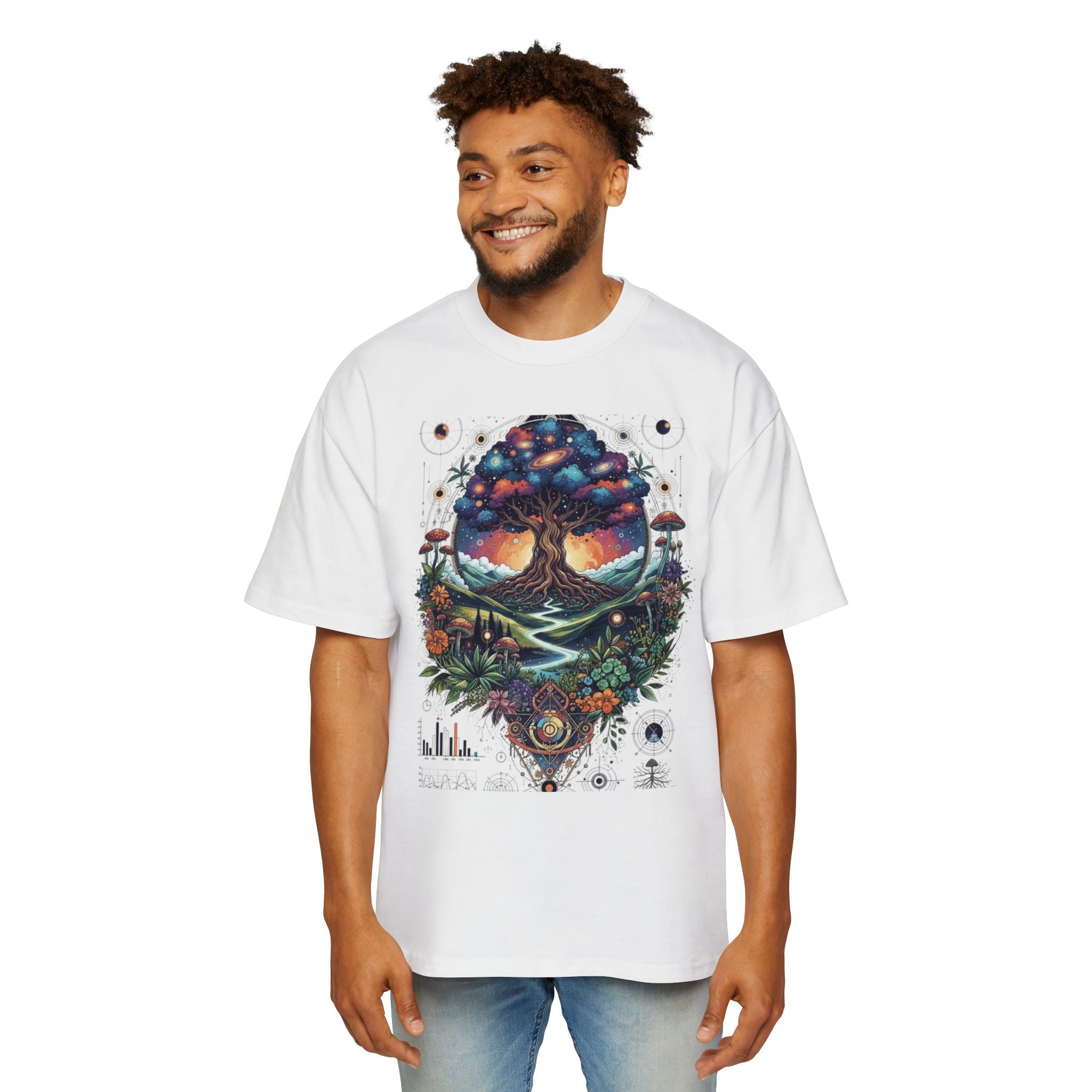 Bohemian Tree of Life Tee, Oversized Men's Shirt, Festival Wear, Nature Lover Gift, Eco-Friendly Fashion, Casual Summer Top