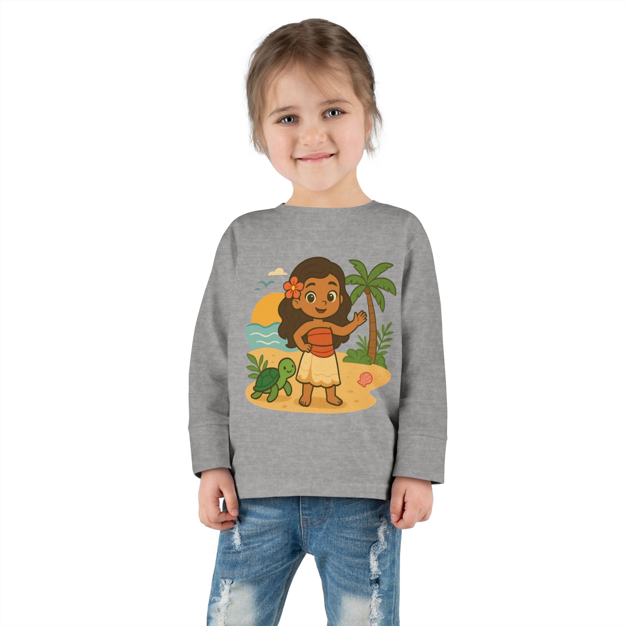 Tropical Toddler Tee, Cute Kids Shirt, Beach Vibes Long Sleeve Top, Summer Outfit for Children, Hawaiian Theme Kids Apparel