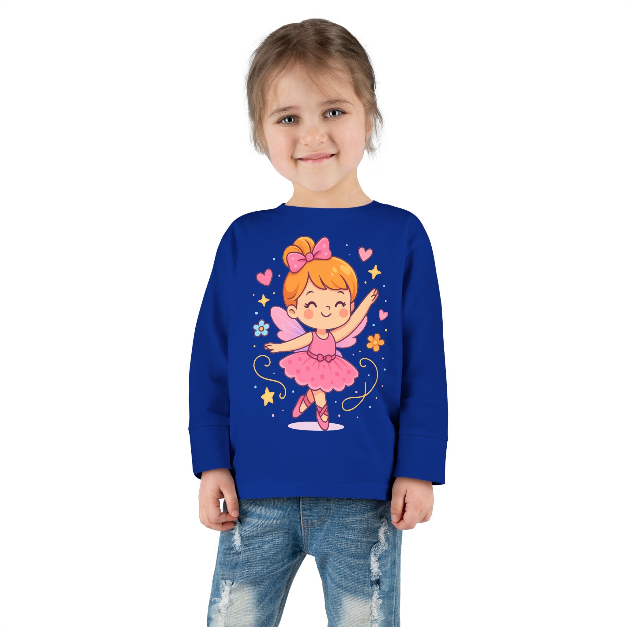 Cute Ballerina Toddler Long Sleeve Tee, Kids Dance Shirt, Toddler Gift, Ballet Costume Tee, Toddler Apparel for Birthdays, Dance Class