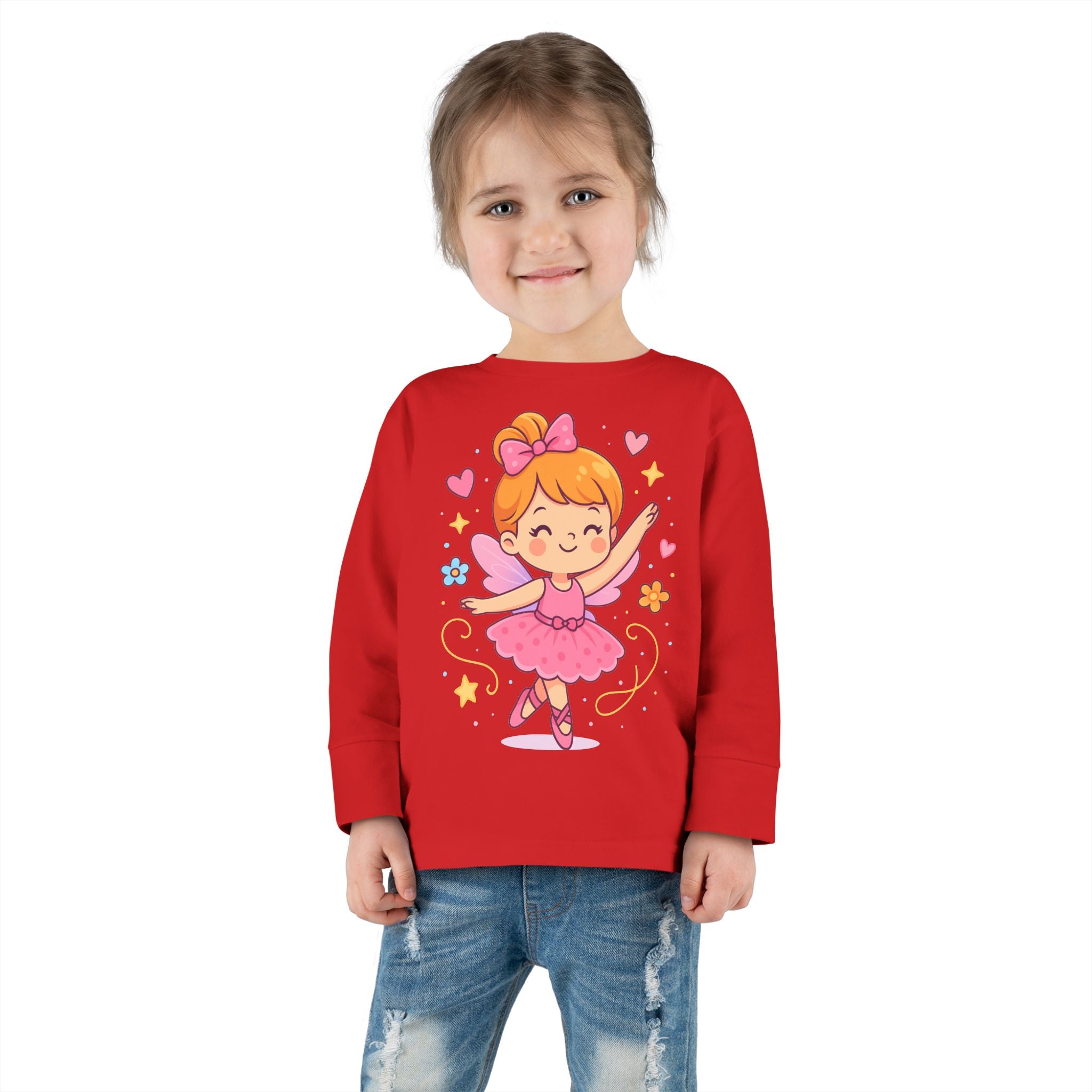 Cute Ballerina Toddler Long Sleeve Tee, Kids Dance Shirt, Toddler Gift, Ballet Costume Tee, Toddler Apparel for Birthdays, Dance Class