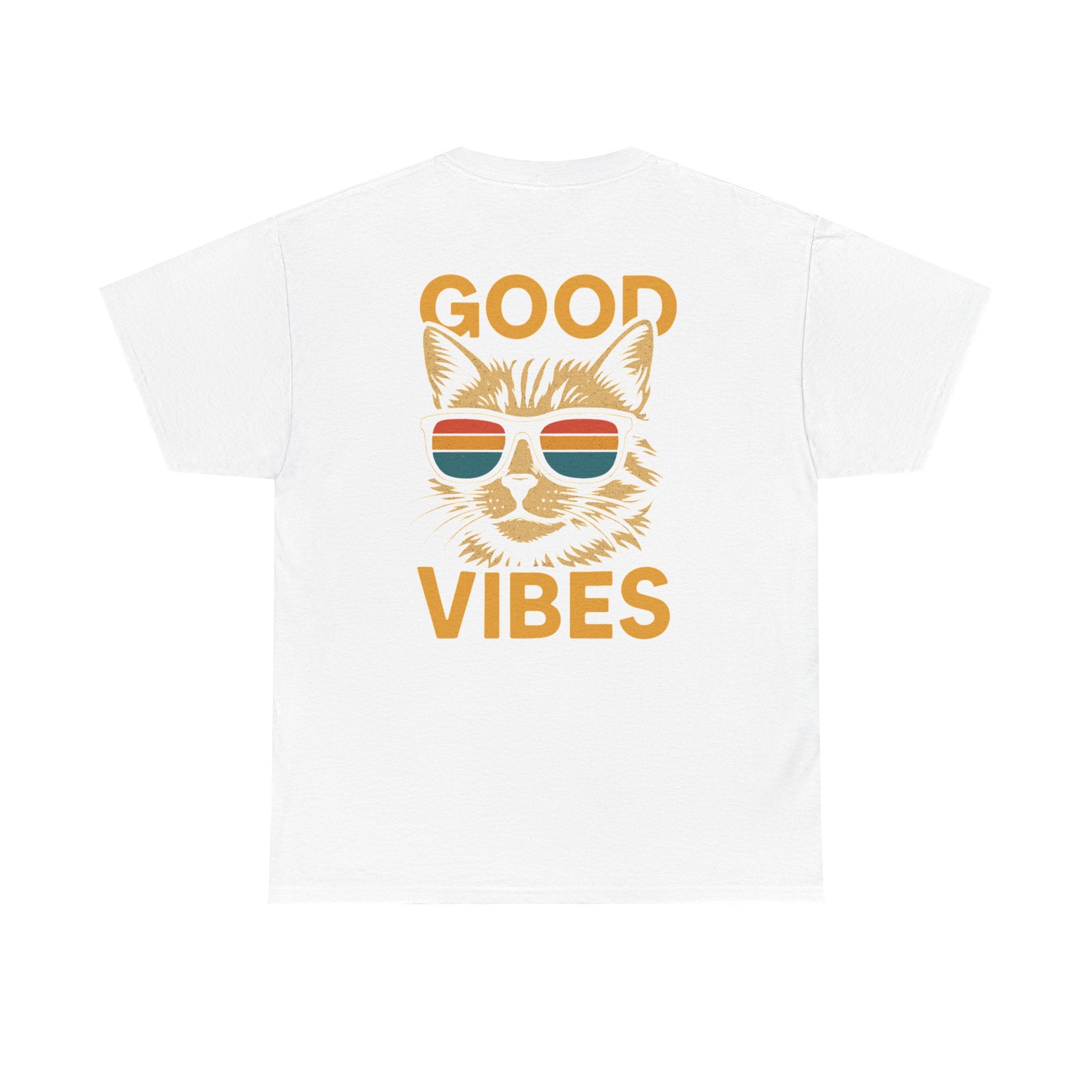 Good Vibes Cat Tee, Unisex Cotton T-Shirt, Summer Casual Top, Gift for Cat Lovers, Fun Pet Shirt, Chill Vibes Outfit