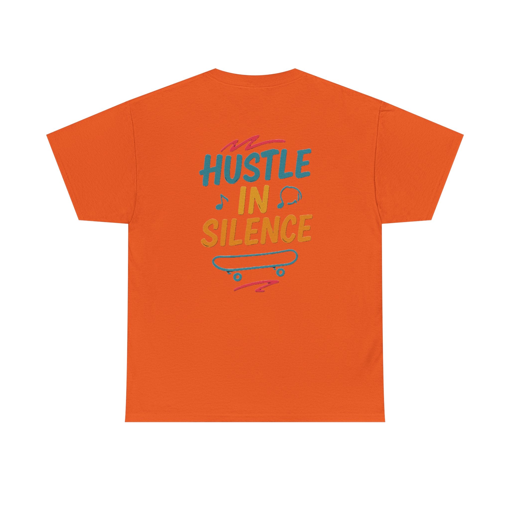 Hustle in Silence Tee - Unisex Heavy Cotton T-Shirt, Skateboarder Gift, Cool Casual Wear, Fitness Shirt, Motivational Apparel