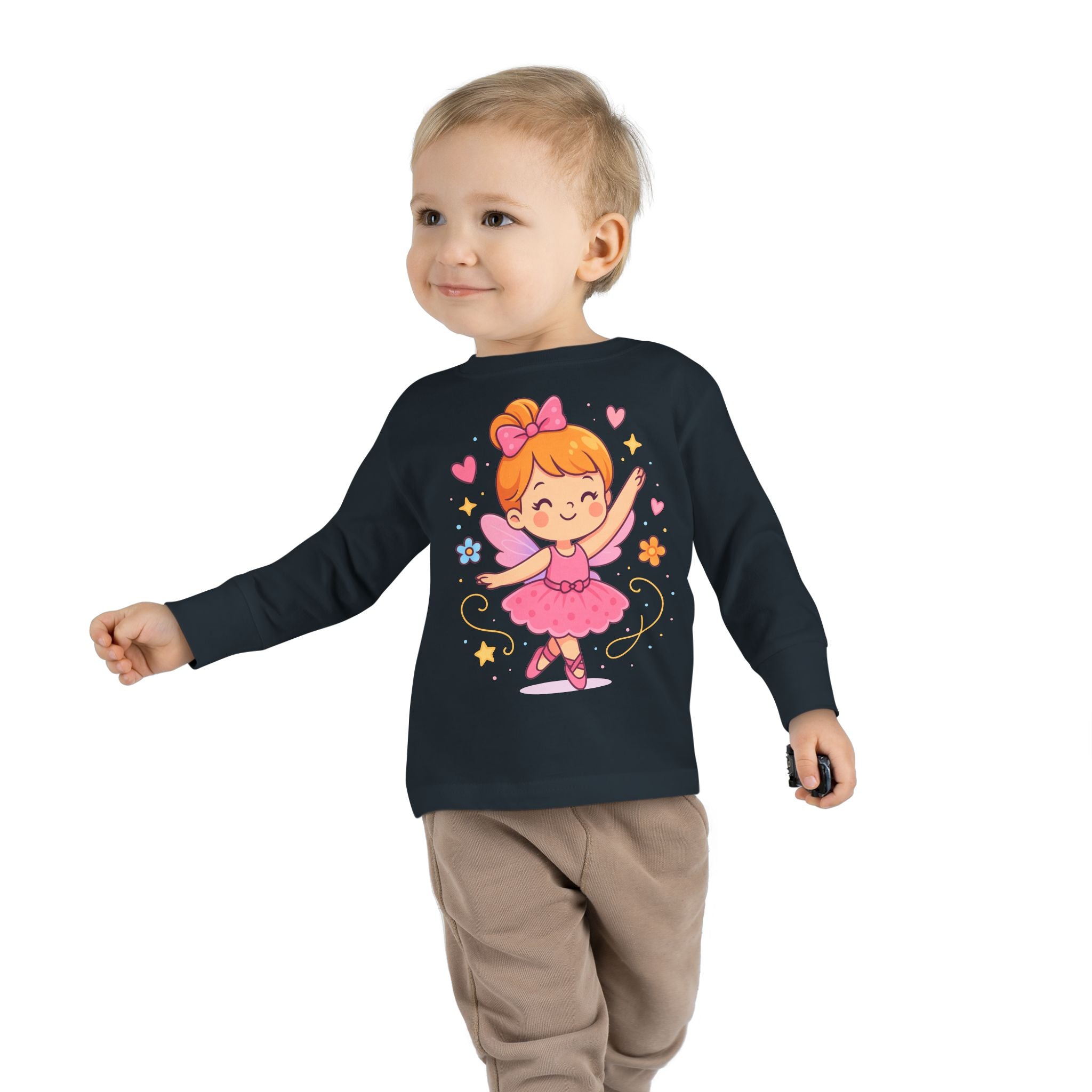 Cute Ballerina Toddler Long Sleeve Tee, Kids Dance Shirt, Toddler Gift, Ballet Costume Tee, Toddler Apparel for Birthdays, Dance Class