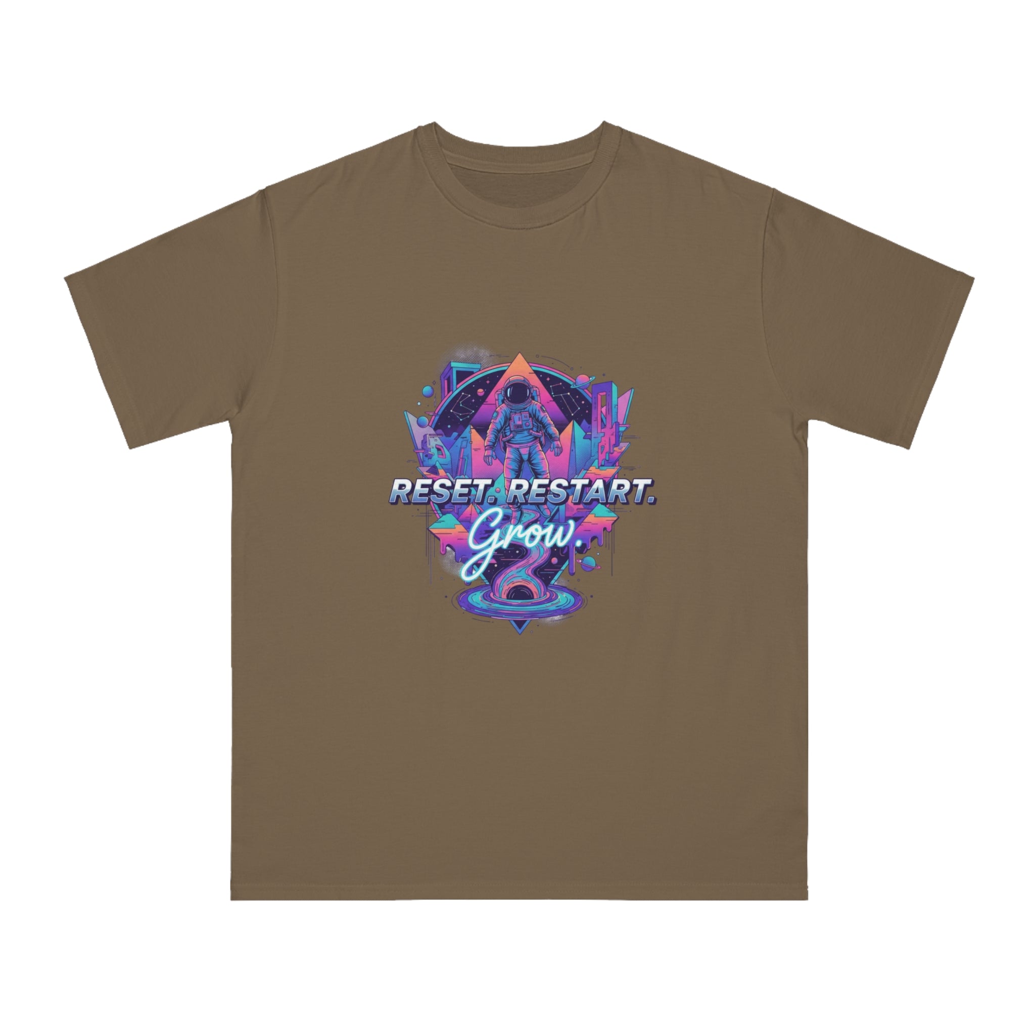 Organic Reset Restart Grow T-Shirt, Unisex Graphic Tee, Motivational Shirt, Eco-Friendly Apparel, Perfect for Gifts