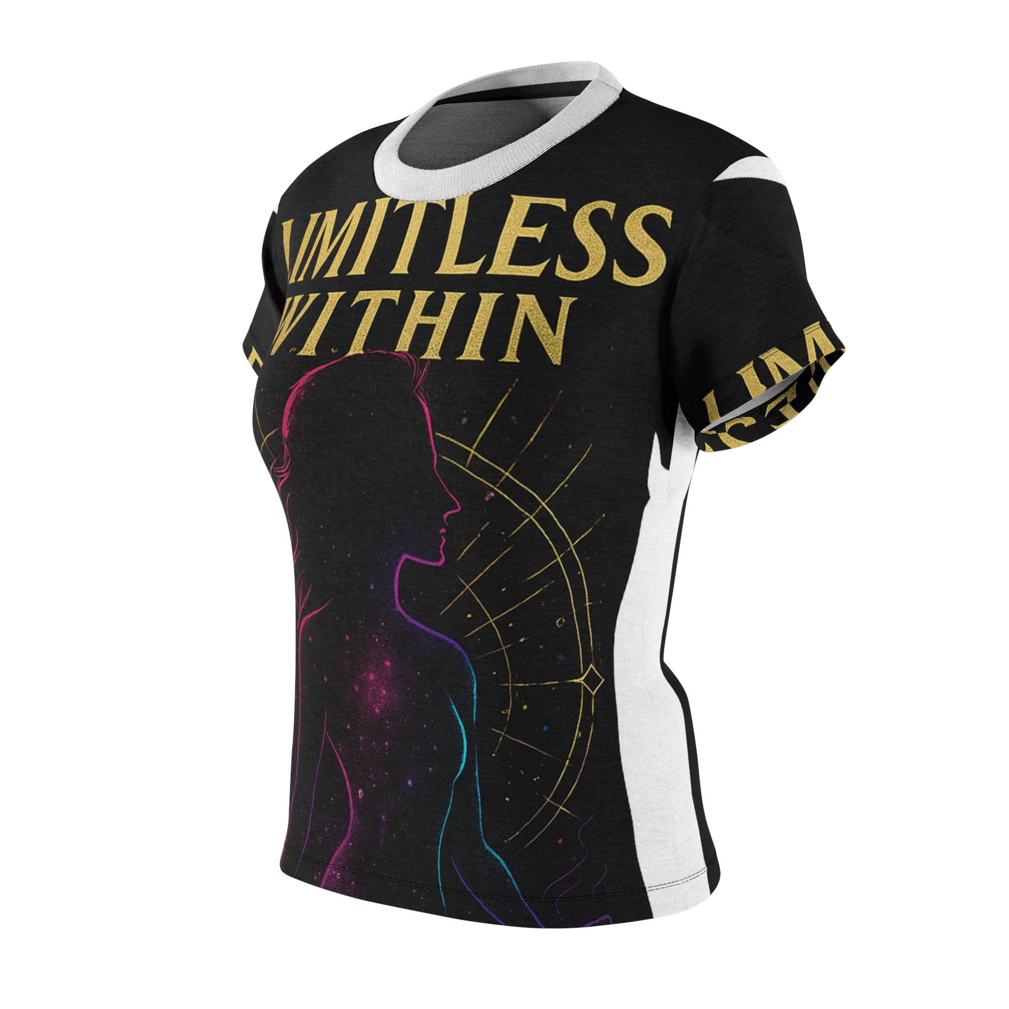 Limitless Within Women's Cut & Sew Tee - Inspiring Mindfulness Shirt, Spiritual Gift, Yoga Top, Motivational Apparel, AOP Design