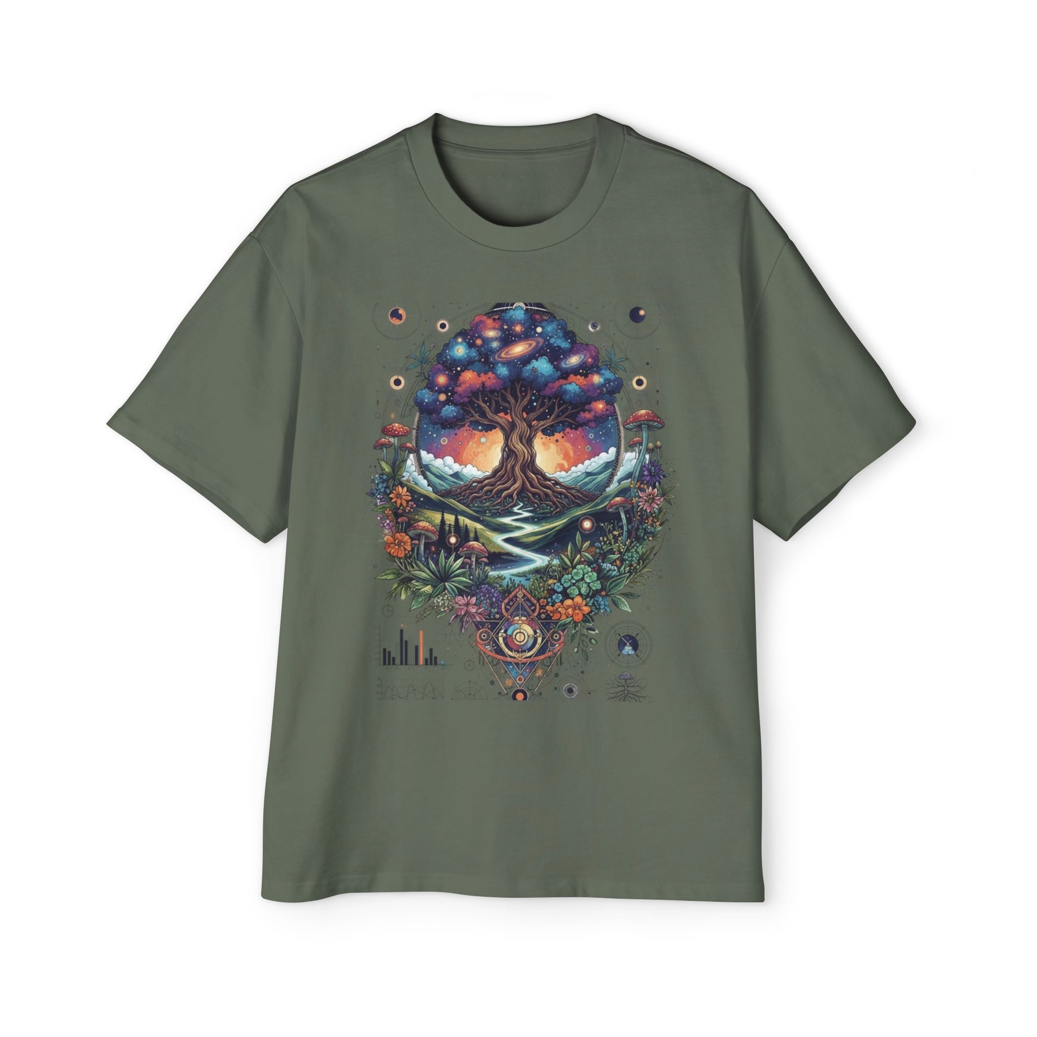 Bohemian Tree of Life Tee, Oversized Men's Shirt, Festival Wear, Nature Lover Gift, Eco-Friendly Fashion, Casual Summer Top