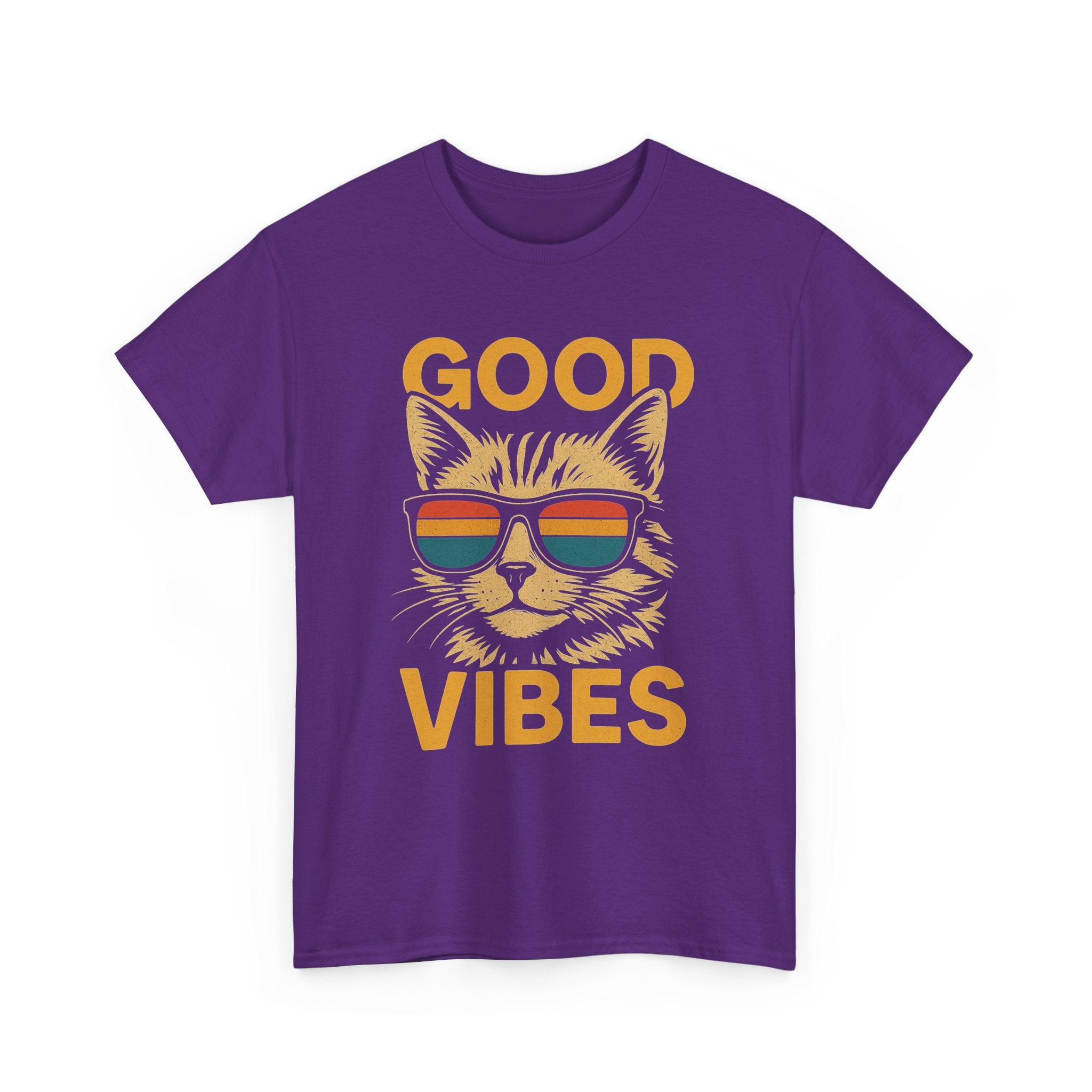 Good Vibes Cat Tee, Unisex Cotton T-Shirt, Summer Casual Top, Gift for Cat Lovers, Fun Pet Shirt, Chill Vibes Outfit