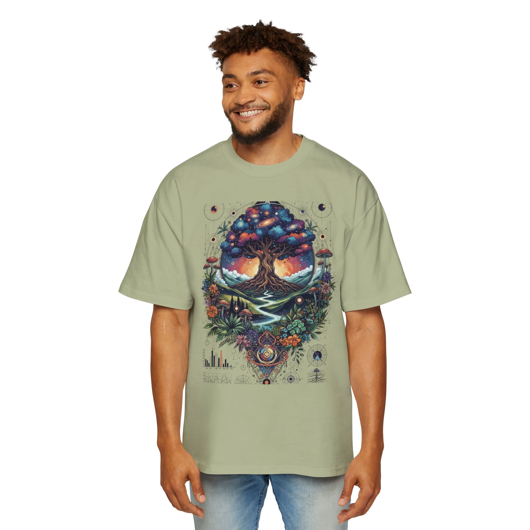 Bohemian Tree of Life Tee, Oversized Men's Shirt, Festival Wear, Nature Lover Gift, Eco-Friendly Fashion, Casual Summer Top