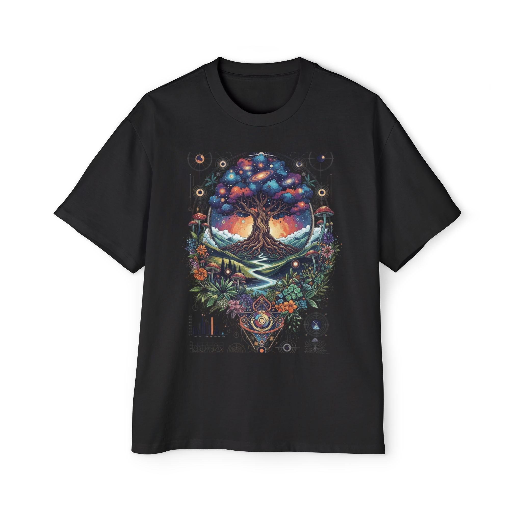 Bohemian Tree of Life Tee, Oversized Men's Shirt, Festival Wear, Nature Lover Gift, Eco-Friendly Fashion, Casual Summer Top