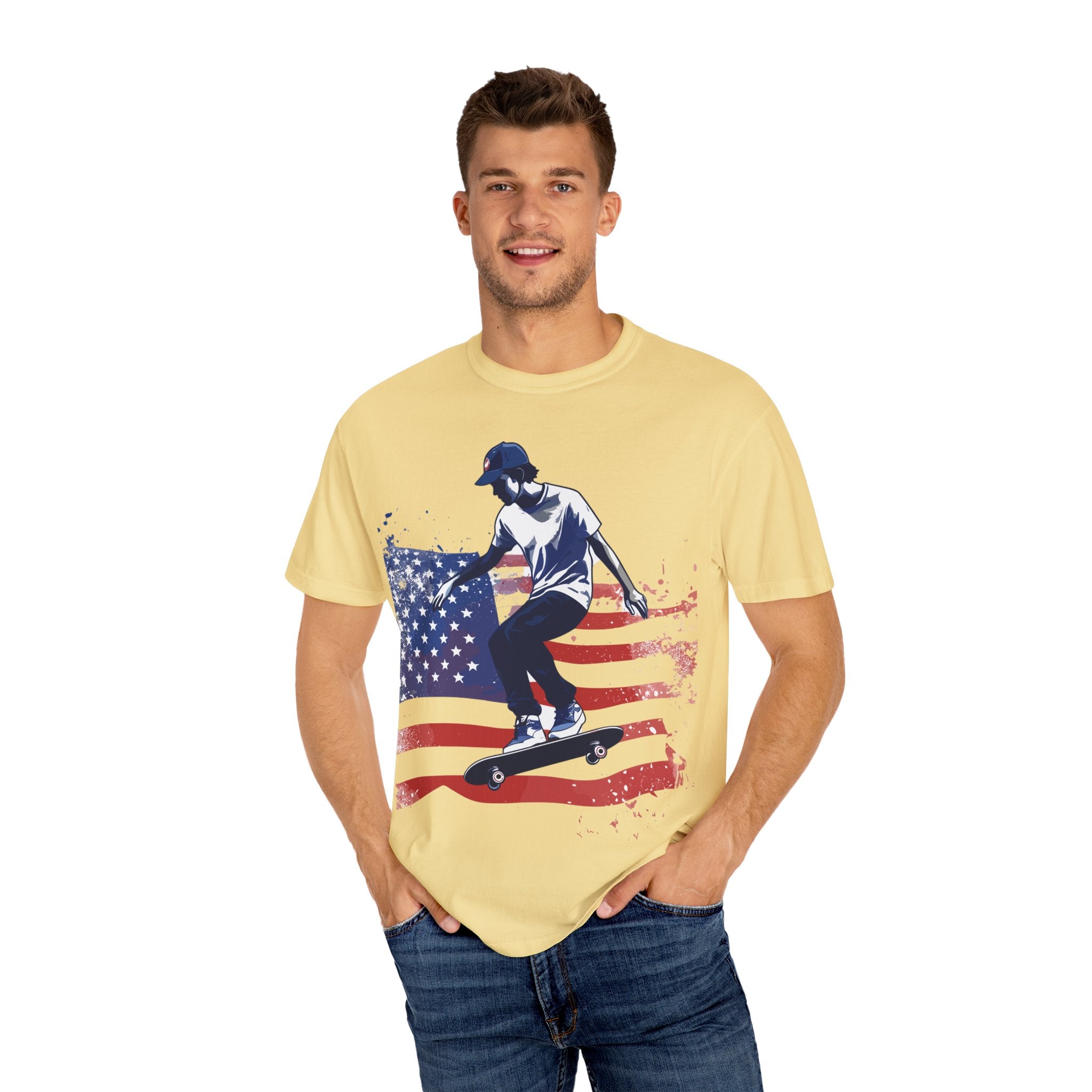 Skateboarder American Flag T-Shirt