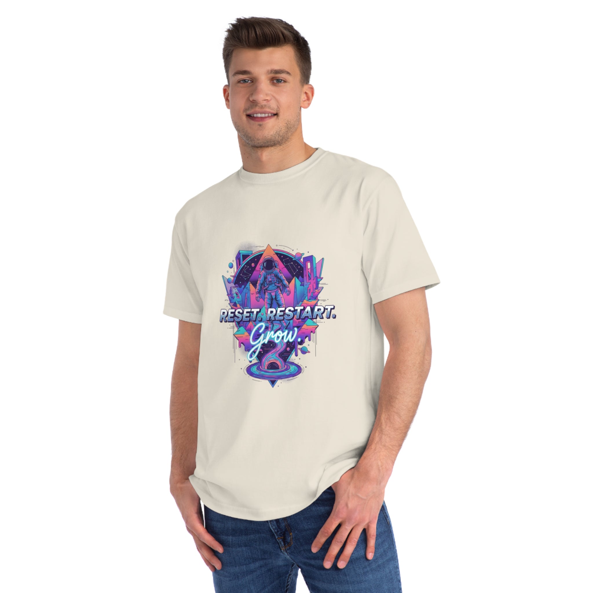 Organic Reset Restart Grow T-Shirt, Unisex Graphic Tee, Motivational Shirt, Eco-Friendly Apparel, Perfect for Gifts