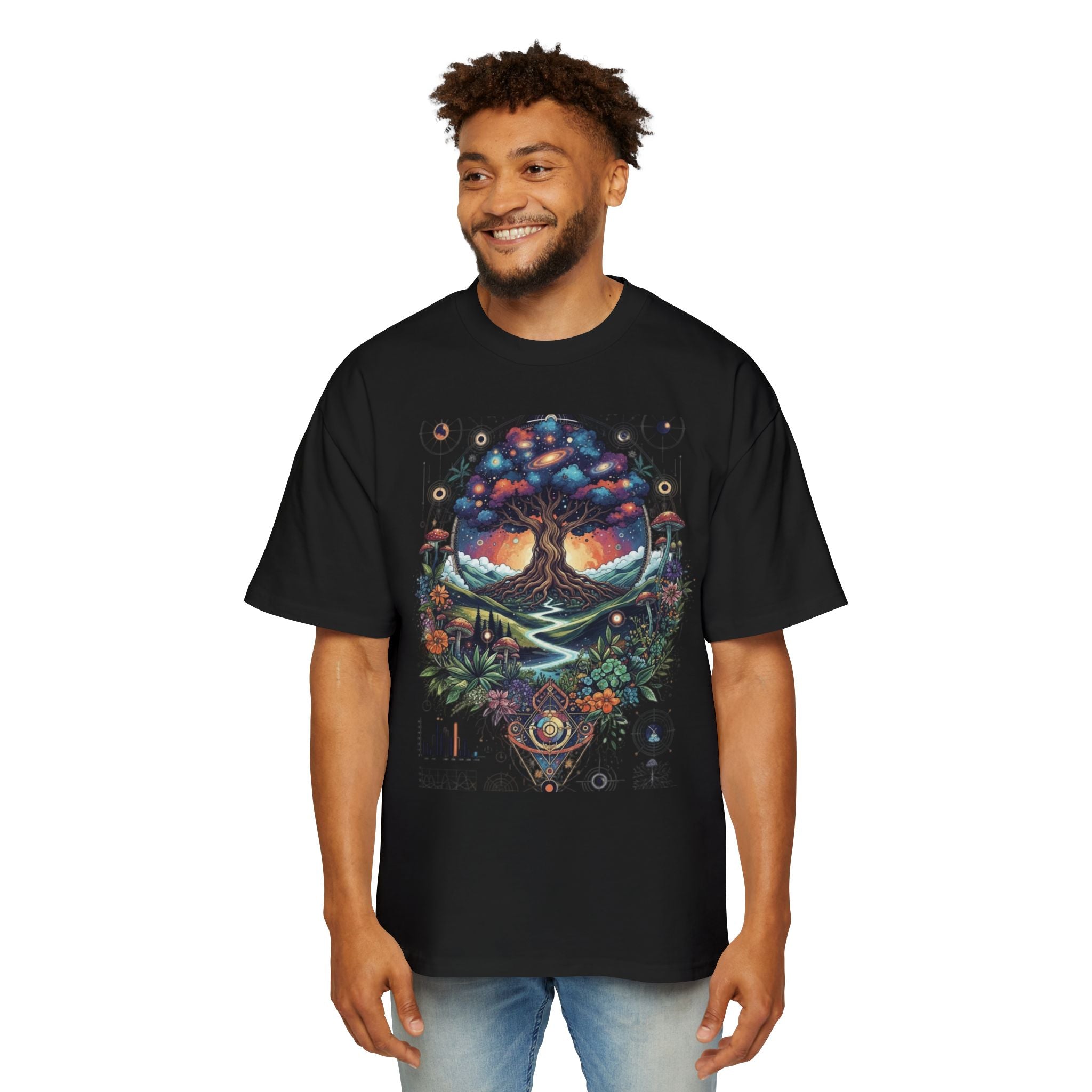 Bohemian Tree of Life Tee, Oversized Men's Shirt, Festival Wear, Nature Lover Gift, Eco-Friendly Fashion, Casual Summer Top