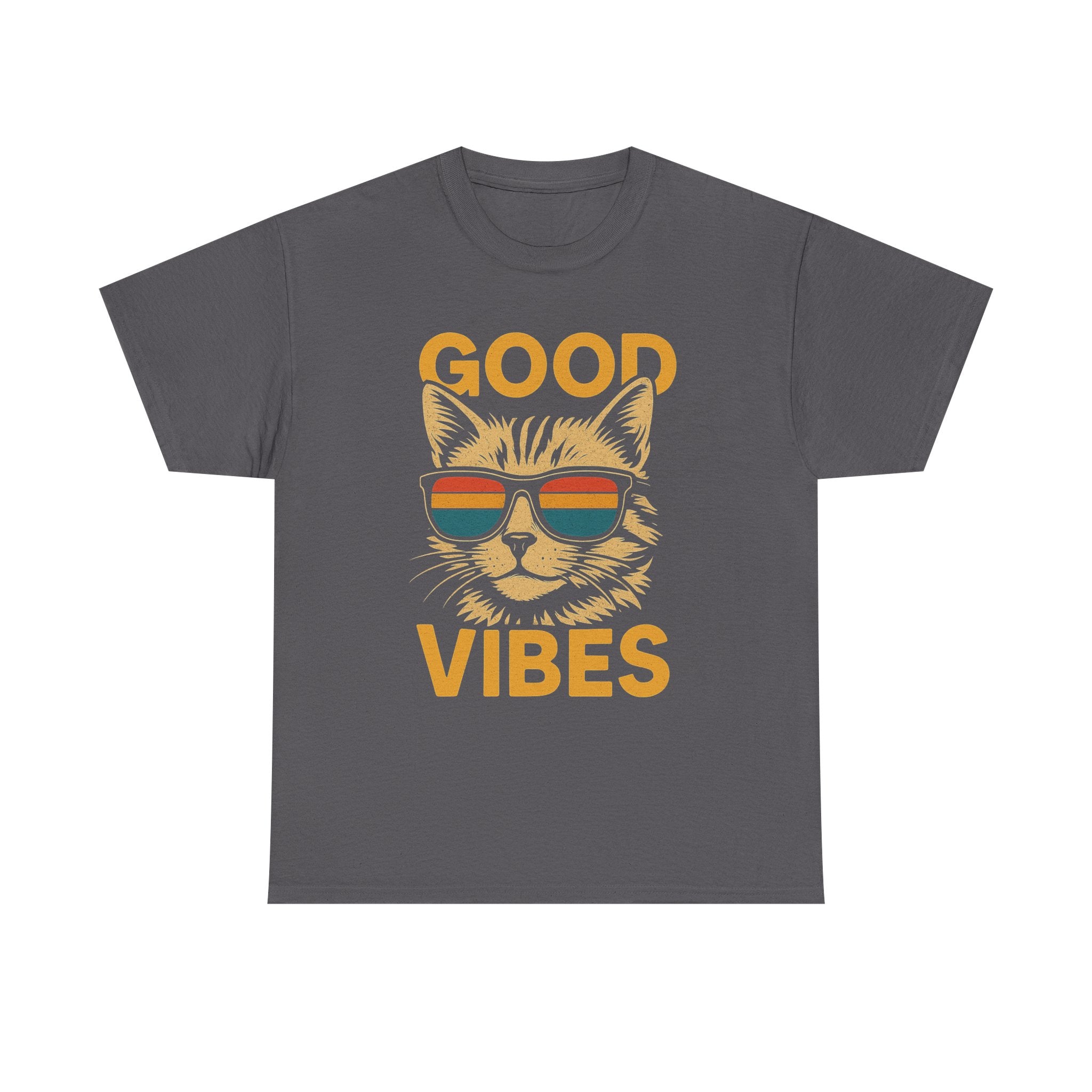 Good Vibes Cat Tee, Unisex Cotton T-Shirt, Summer Casual Top, Gift for Cat Lovers, Fun Pet Shirt, Chill Vibes Outfit