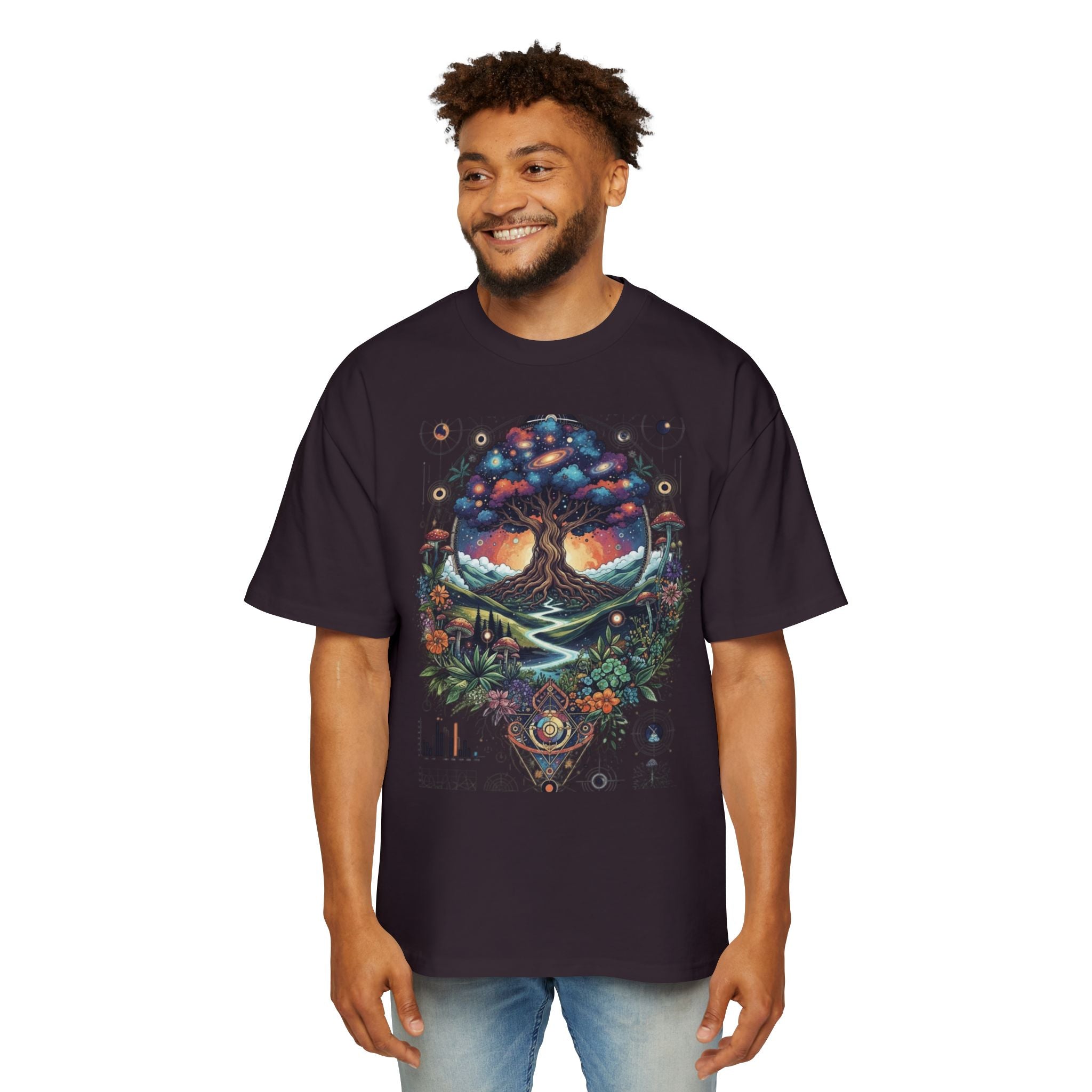 Bohemian Tree of Life Tee, Oversized Men's Shirt, Festival Wear, Nature Lover Gift, Eco-Friendly Fashion, Casual Summer Top
