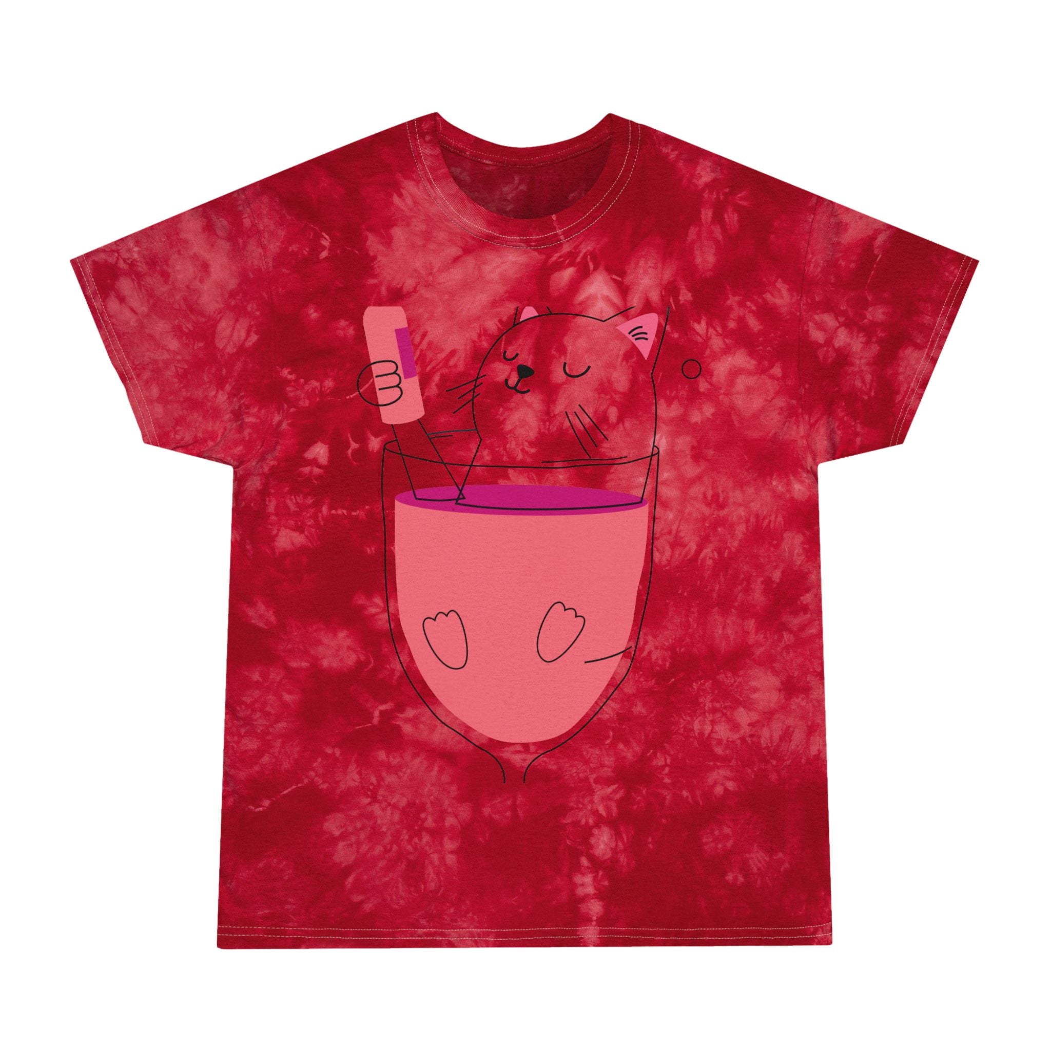 Cute Tie-Dye Cat Tee, Playful Tie-Dye T-Shirt, Fun Graphic Tee, Summer Casual Wear, Gift for Cat Lovers, Festival Attire