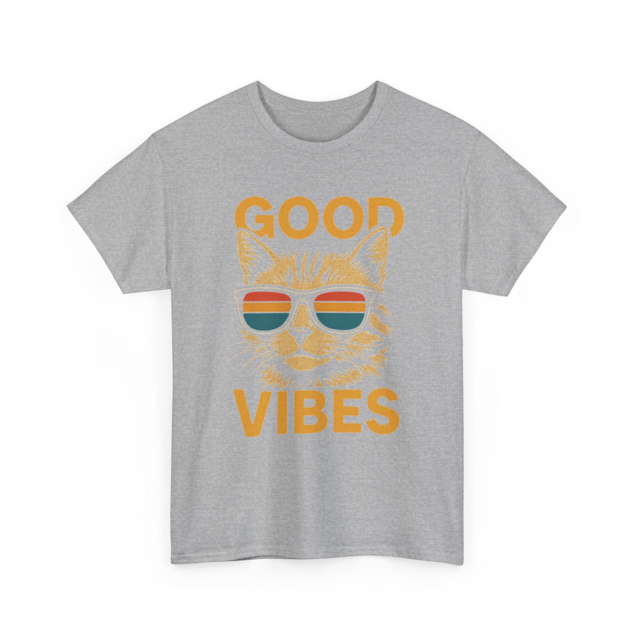 Good Vibes Cat Tee, Unisex Cotton T-Shirt, Summer Casual Top, Gift for Cat Lovers, Fun Pet Shirt, Chill Vibes Outfit