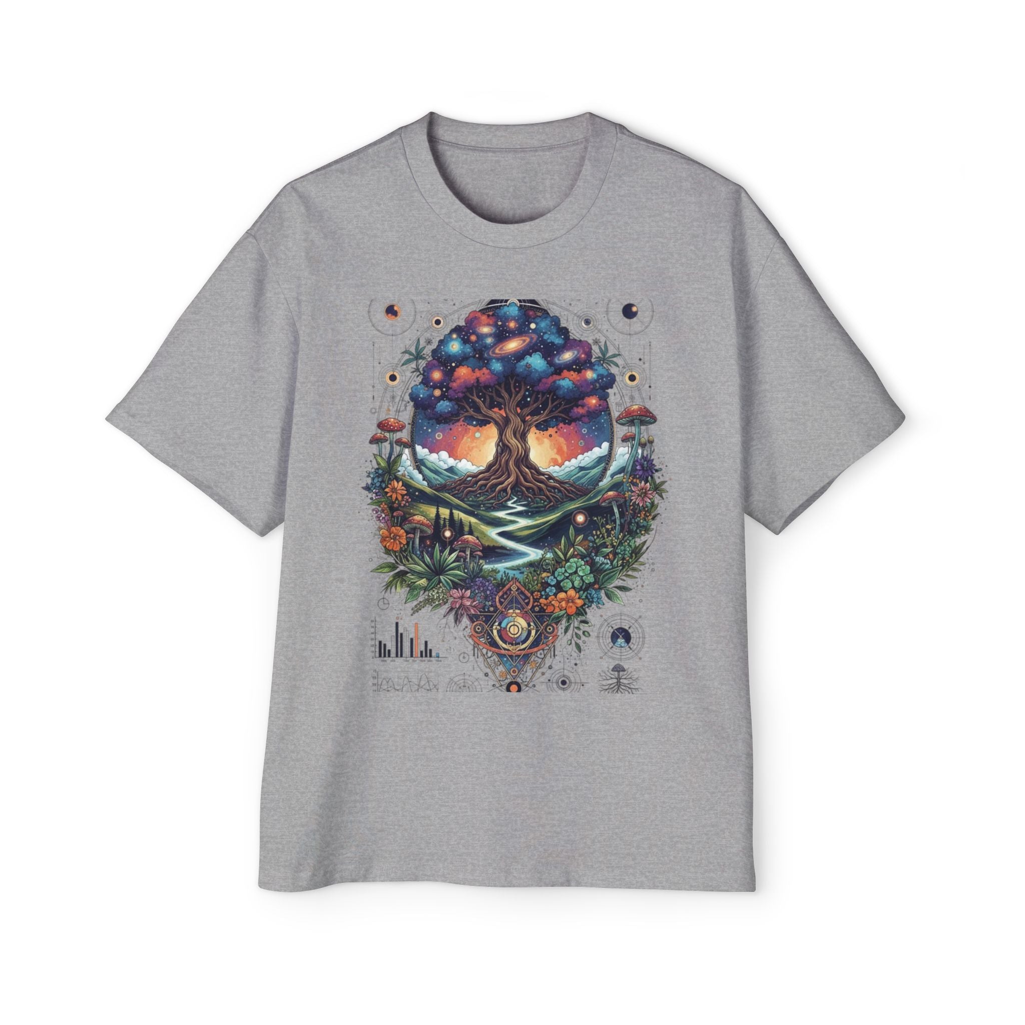 Bohemian Tree of Life Tee, Oversized Men's Shirt, Festival Wear, Nature Lover Gift, Eco-Friendly Fashion, Casual Summer Top