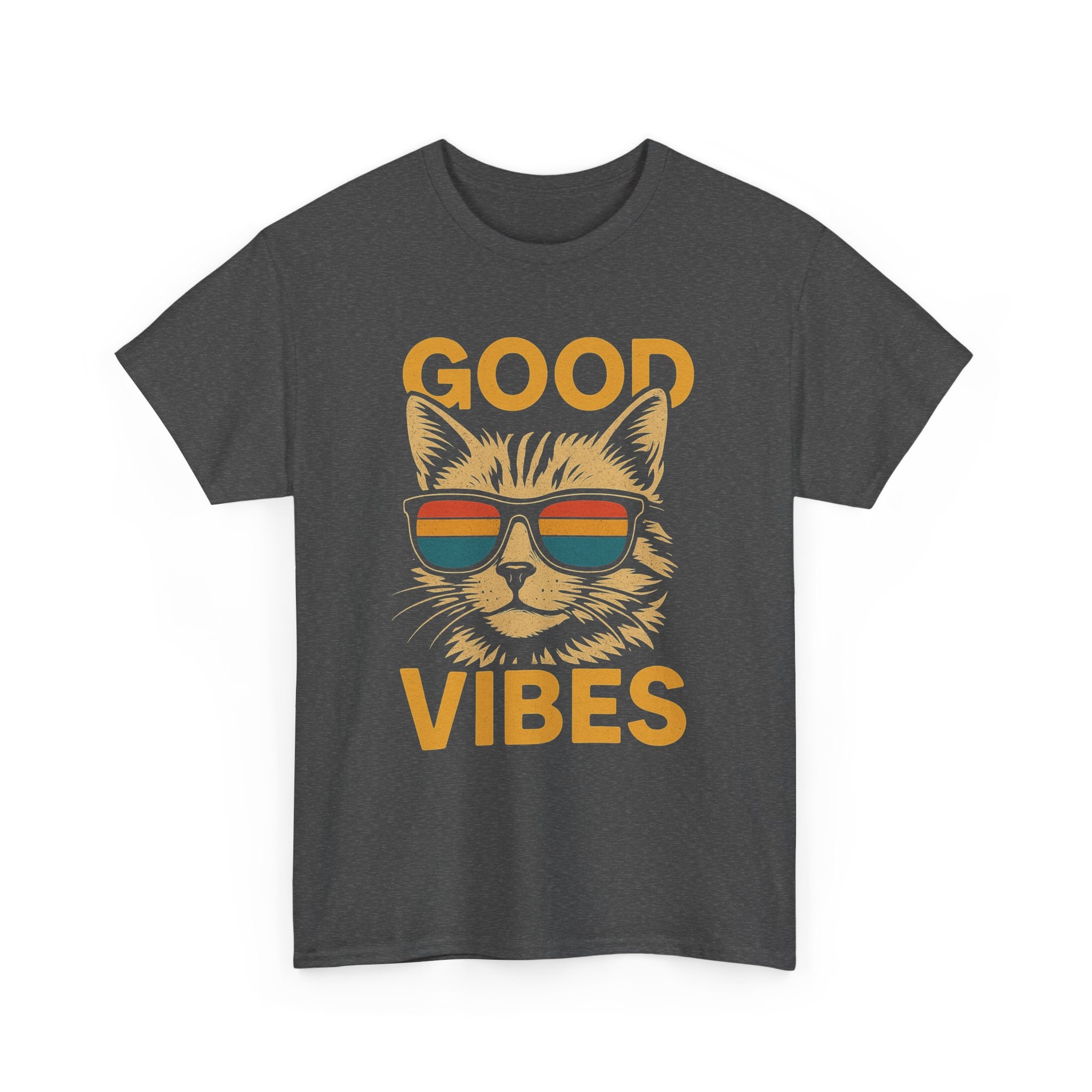 Good Vibes Cat Tee, Unisex Cotton T-Shirt, Summer Casual Top, Gift for Cat Lovers, Fun Pet Shirt, Chill Vibes Outfit