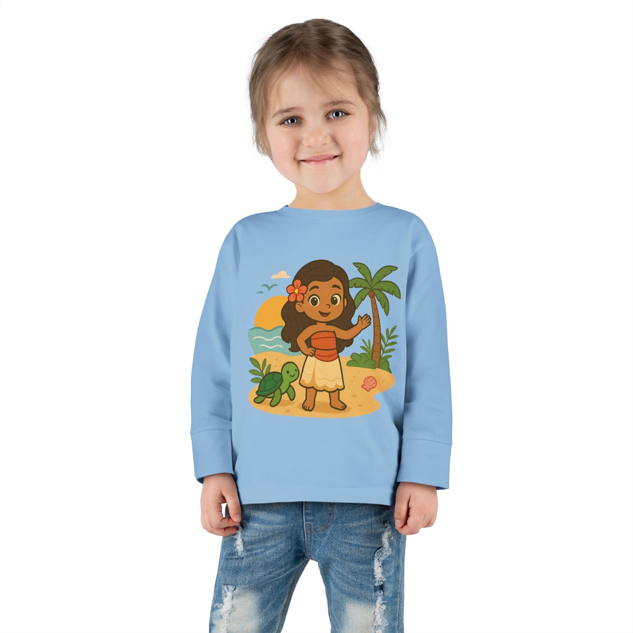 Tropical Toddler Tee, Cute Kids Shirt, Beach Vibes Long Sleeve Top, Summer Outfit for Children, Hawaiian Theme Kids Apparel