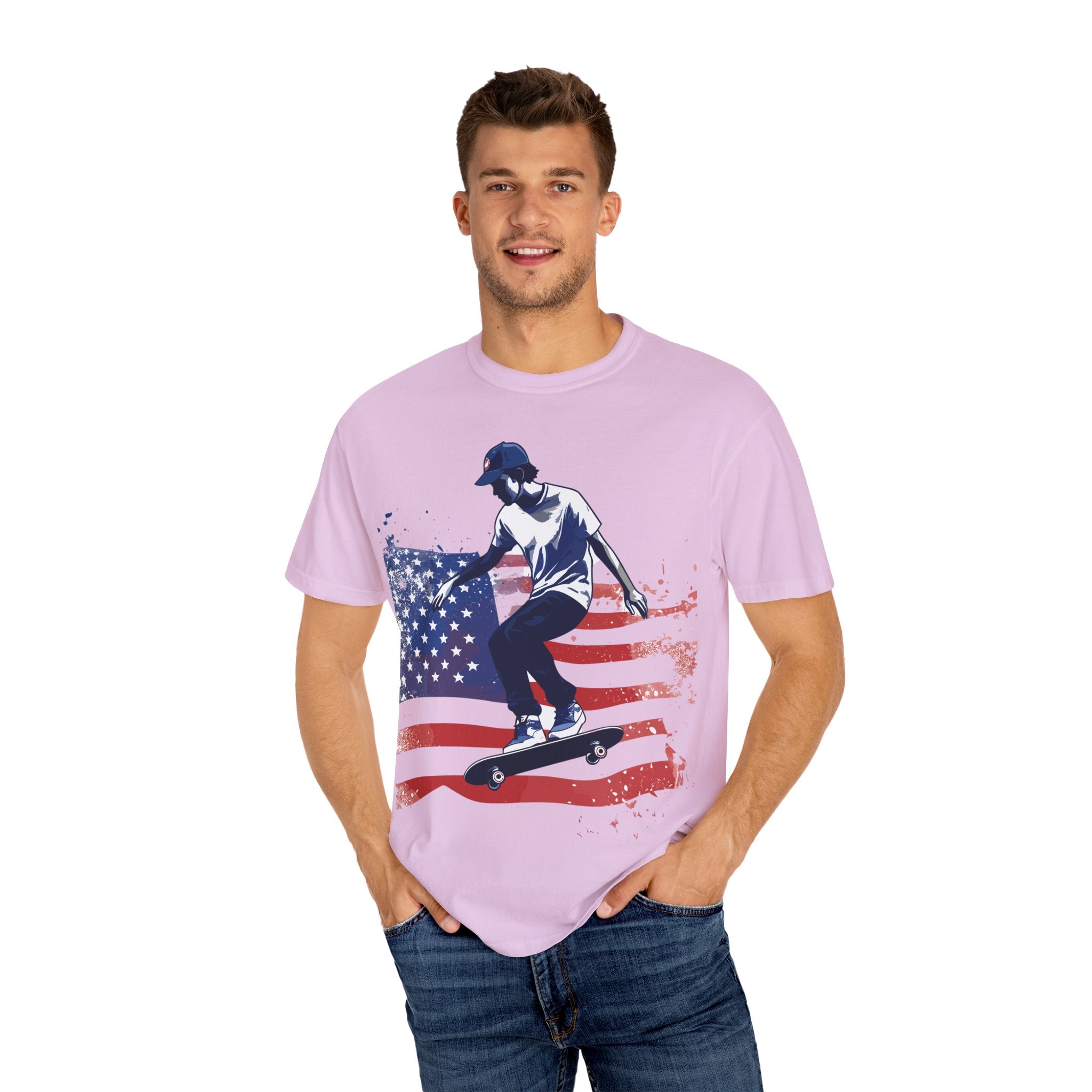 Skateboarder American Flag T-Shirt