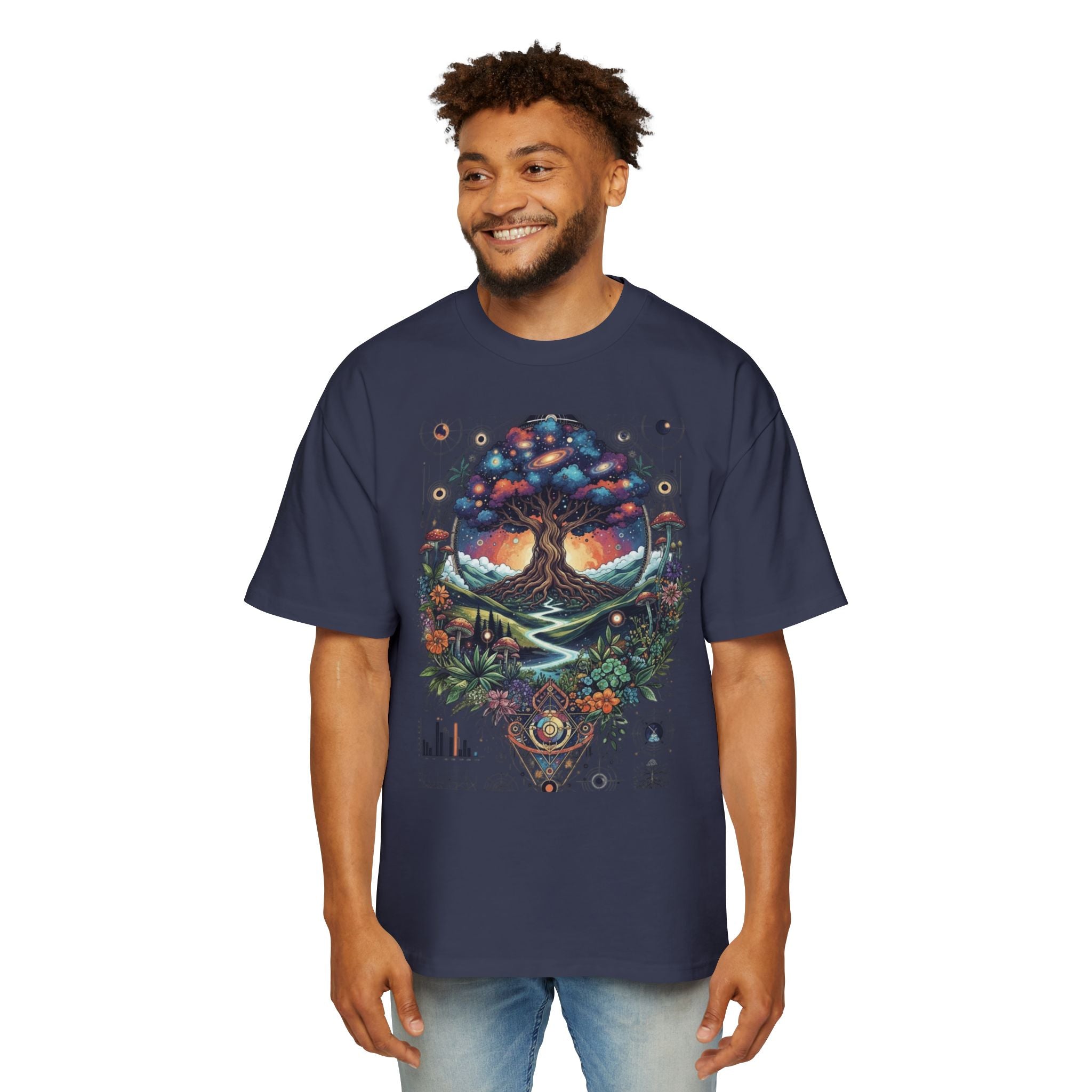 Bohemian Tree of Life Tee, Oversized Men's Shirt, Festival Wear, Nature Lover Gift, Eco-Friendly Fashion, Casual Summer Top