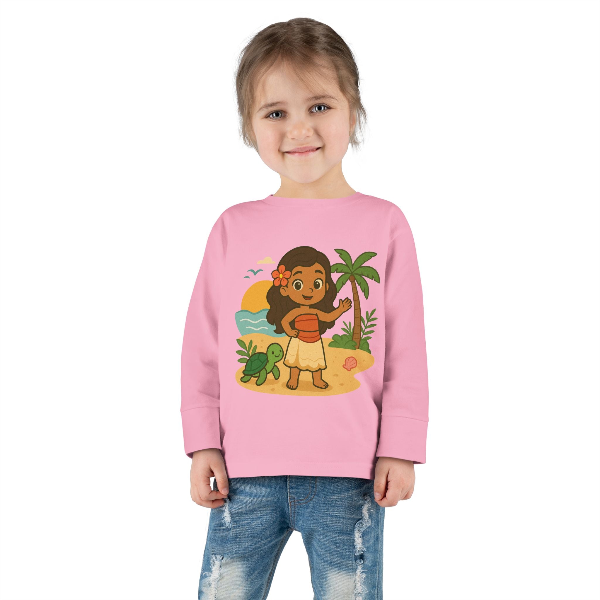 Tropical Toddler Tee, Cute Kids Shirt, Beach Vibes Long Sleeve Top, Summer Outfit for Children, Hawaiian Theme Kids Apparel