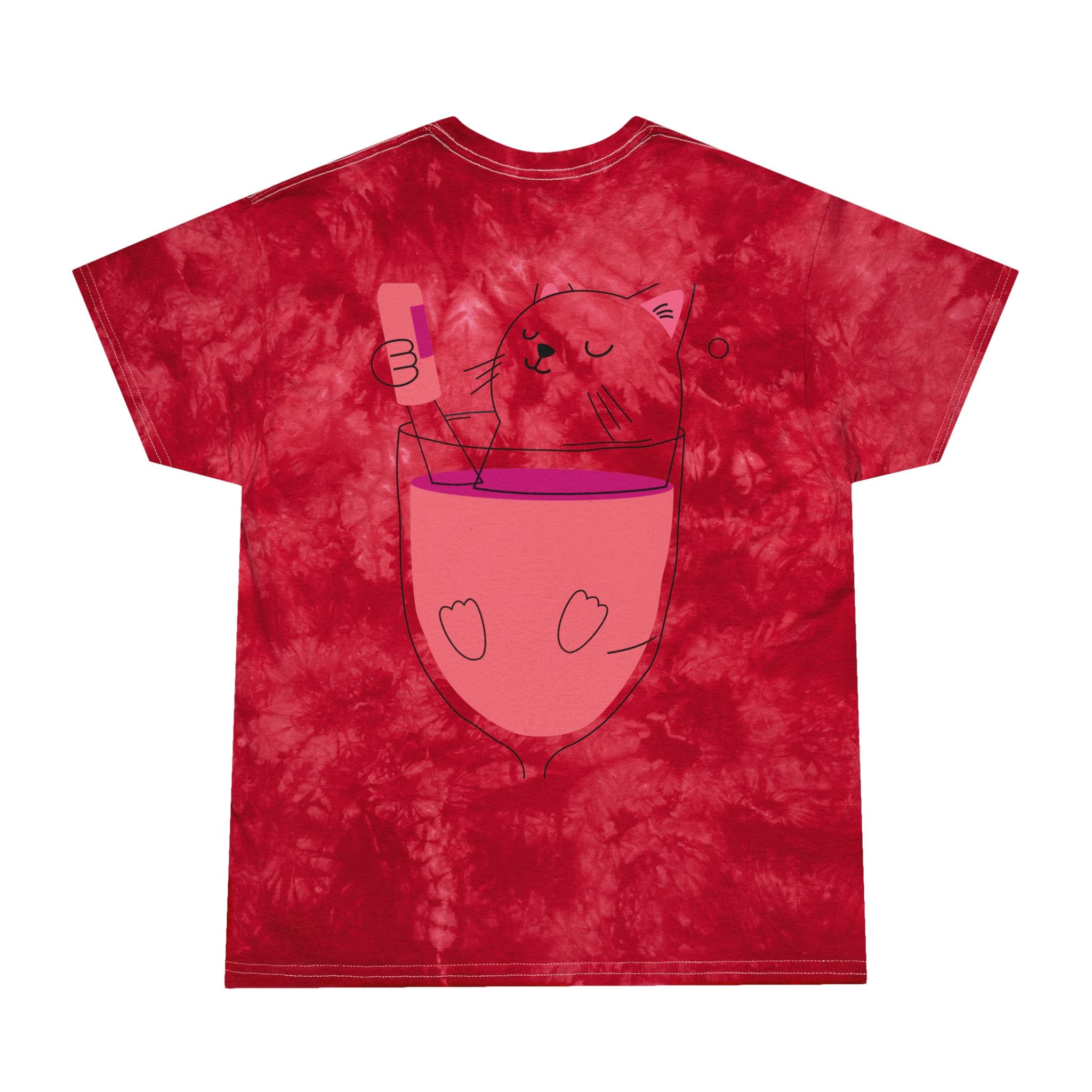 Cute Tie-Dye Cat Tee, Playful Tie-Dye T-Shirt, Fun Graphic Tee, Summer Casual Wear, Gift for Cat Lovers, Festival Attire