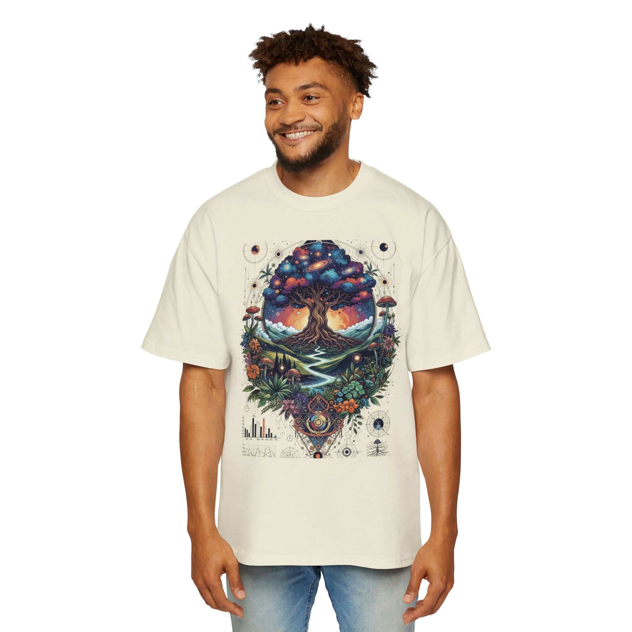 Bohemian Tree of Life Tee, Oversized Men's Shirt, Festival Wear, Nature Lover Gift, Eco-Friendly Fashion, Casual Summer Top