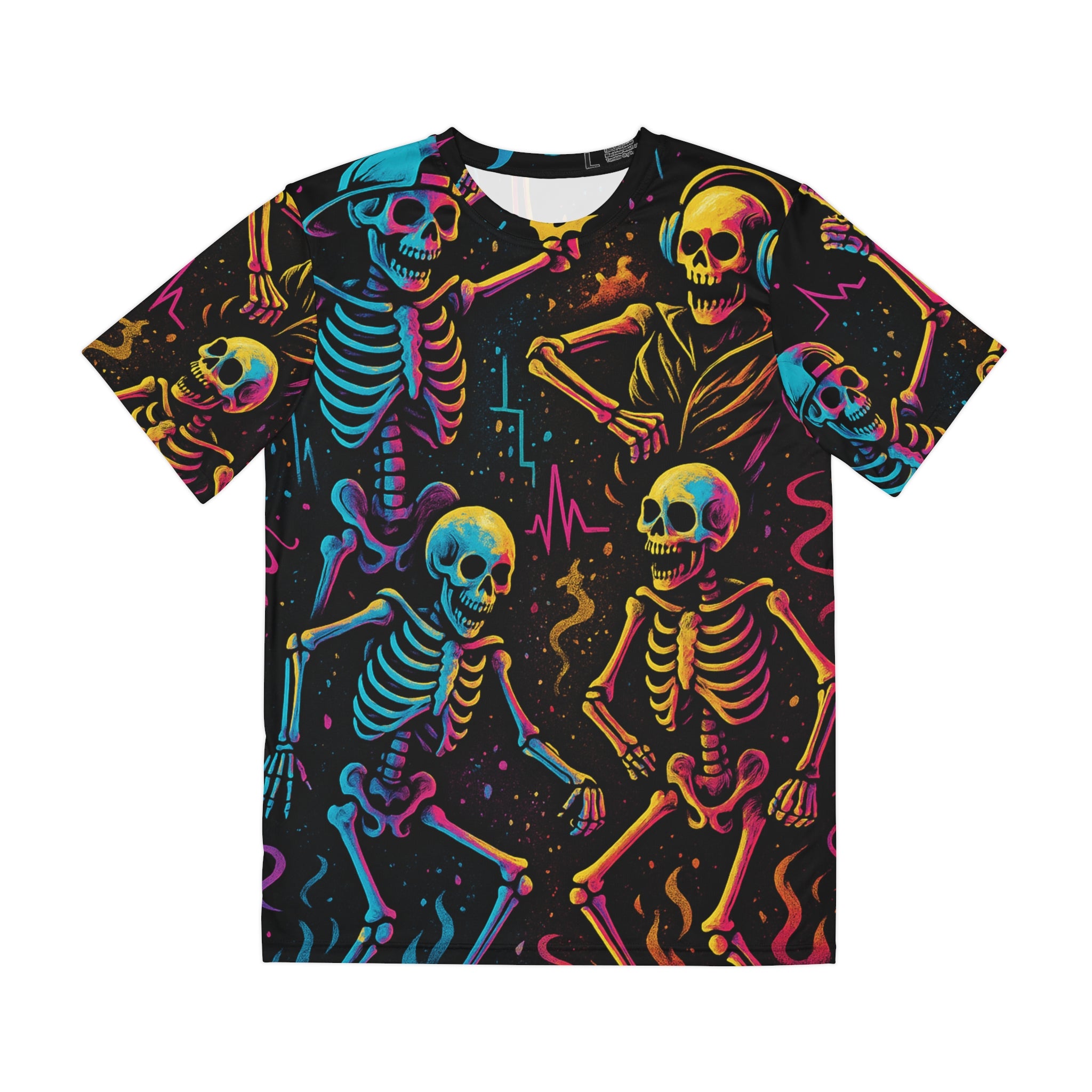Colorful Skeleton Dance T-Shirt | Fun Graphic Tee for Parties, Halloween, Pop Culture Lovers, Festival Wear, Unique Gift