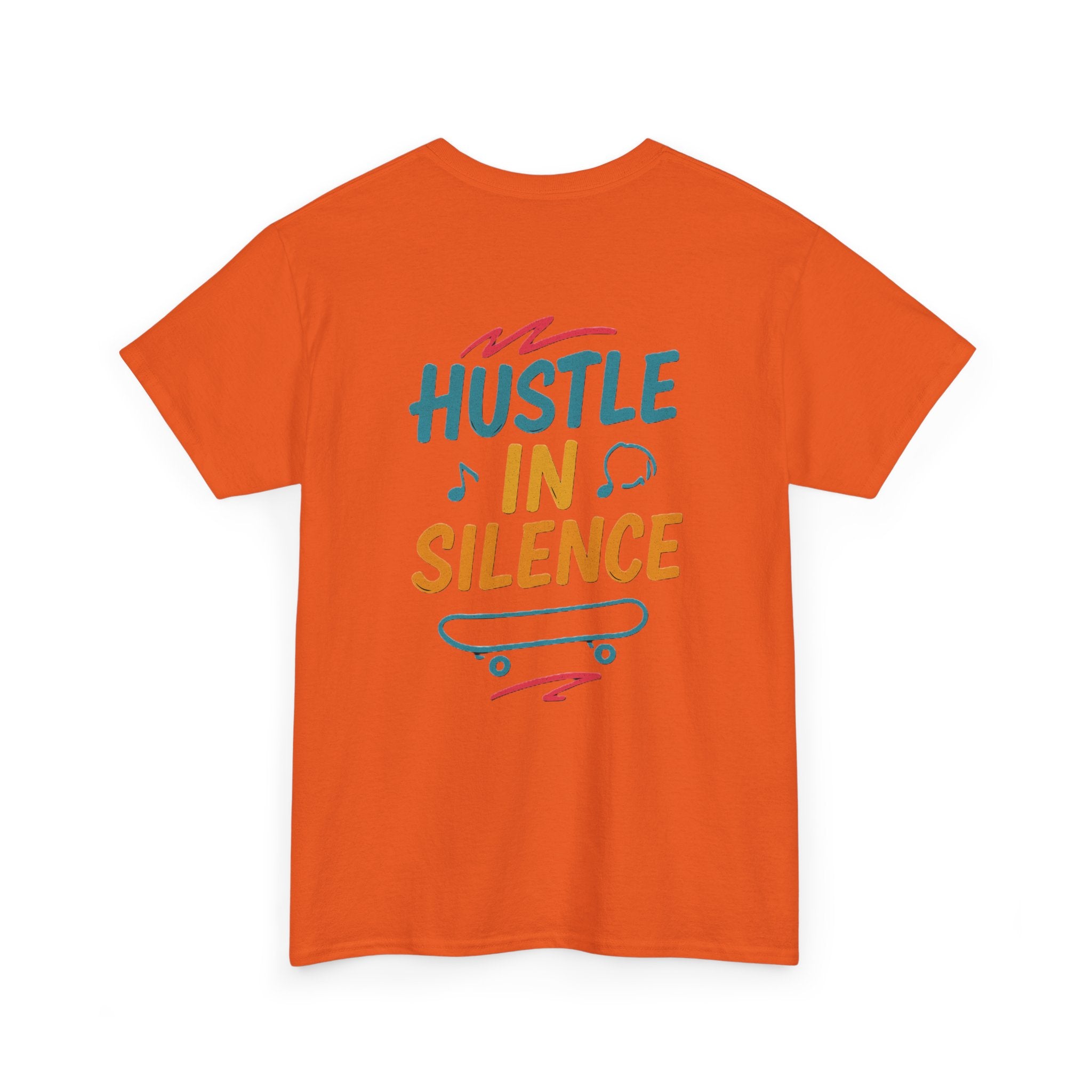 Hustle in Silence Tee - Unisex Heavy Cotton T-Shirt, Skateboarder Gift, Cool Casual Wear, Fitness Shirt, Motivational Apparel