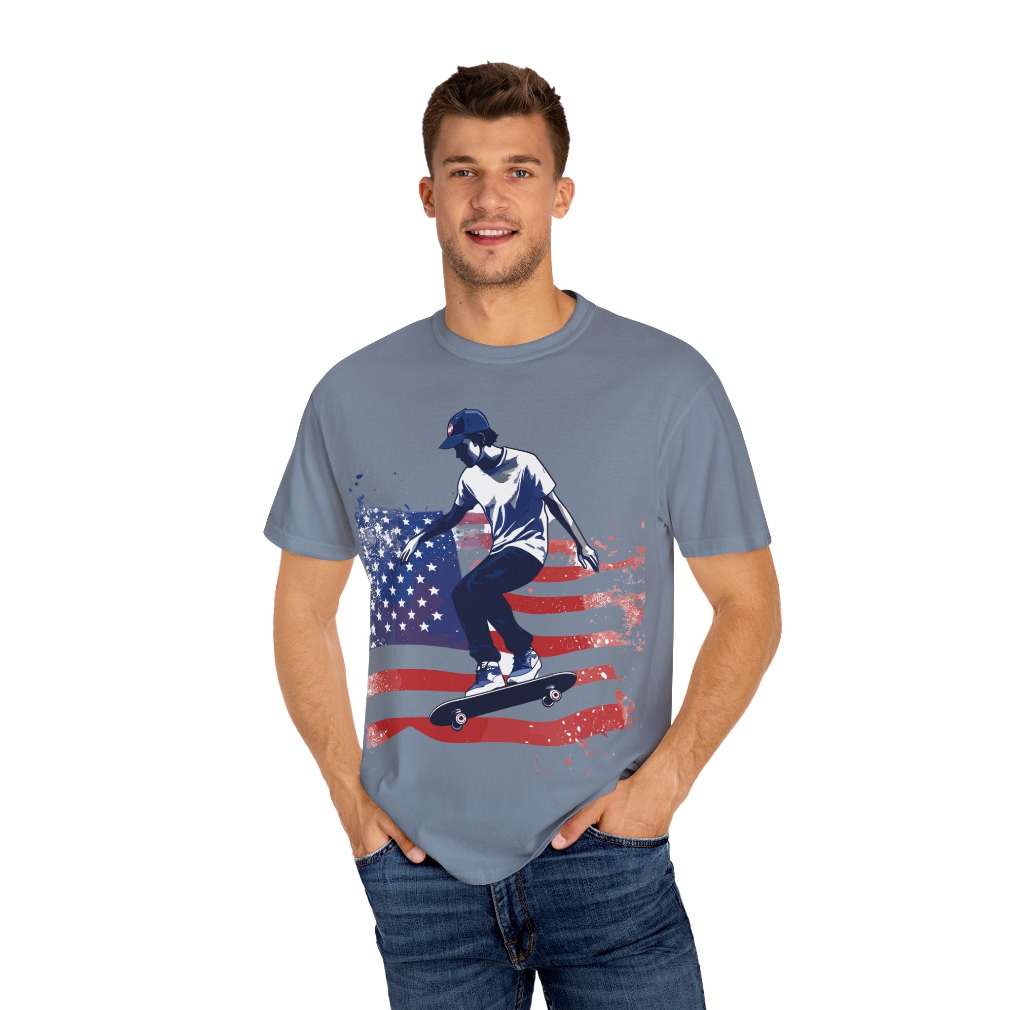 Skateboarder American Flag T-Shirt