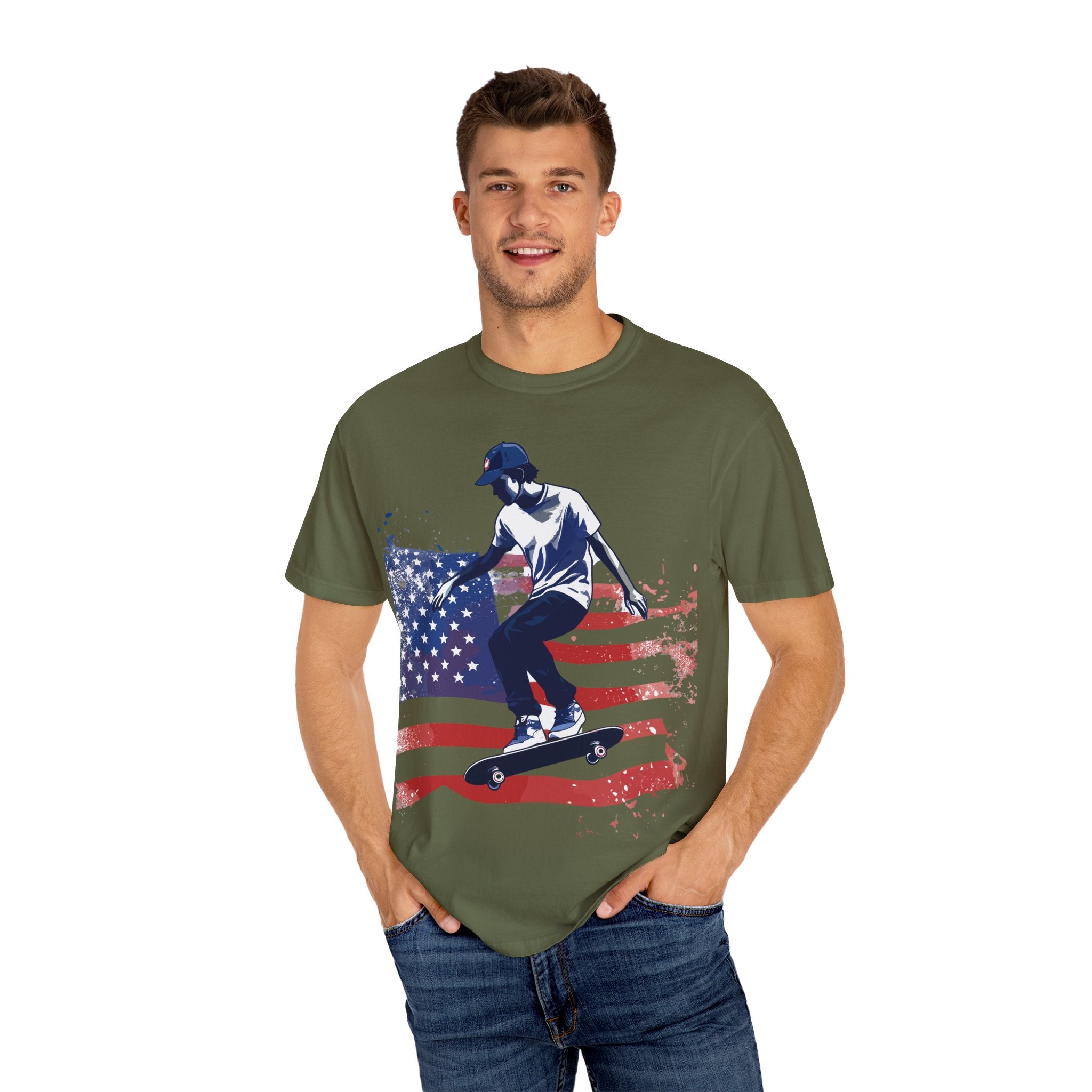 Skateboarder American Flag T-Shirt