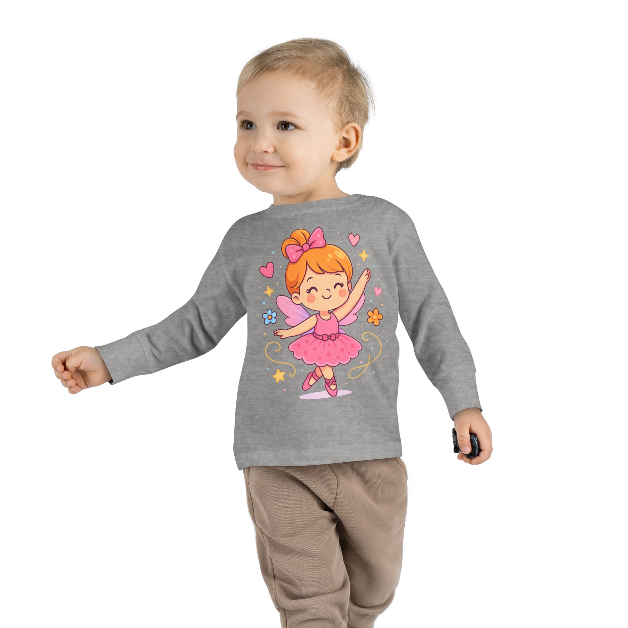 Cute Ballerina Toddler Long Sleeve Tee, Kids Dance Shirt, Toddler Gift, Ballet Costume Tee, Toddler Apparel for Birthdays, Dance Class
