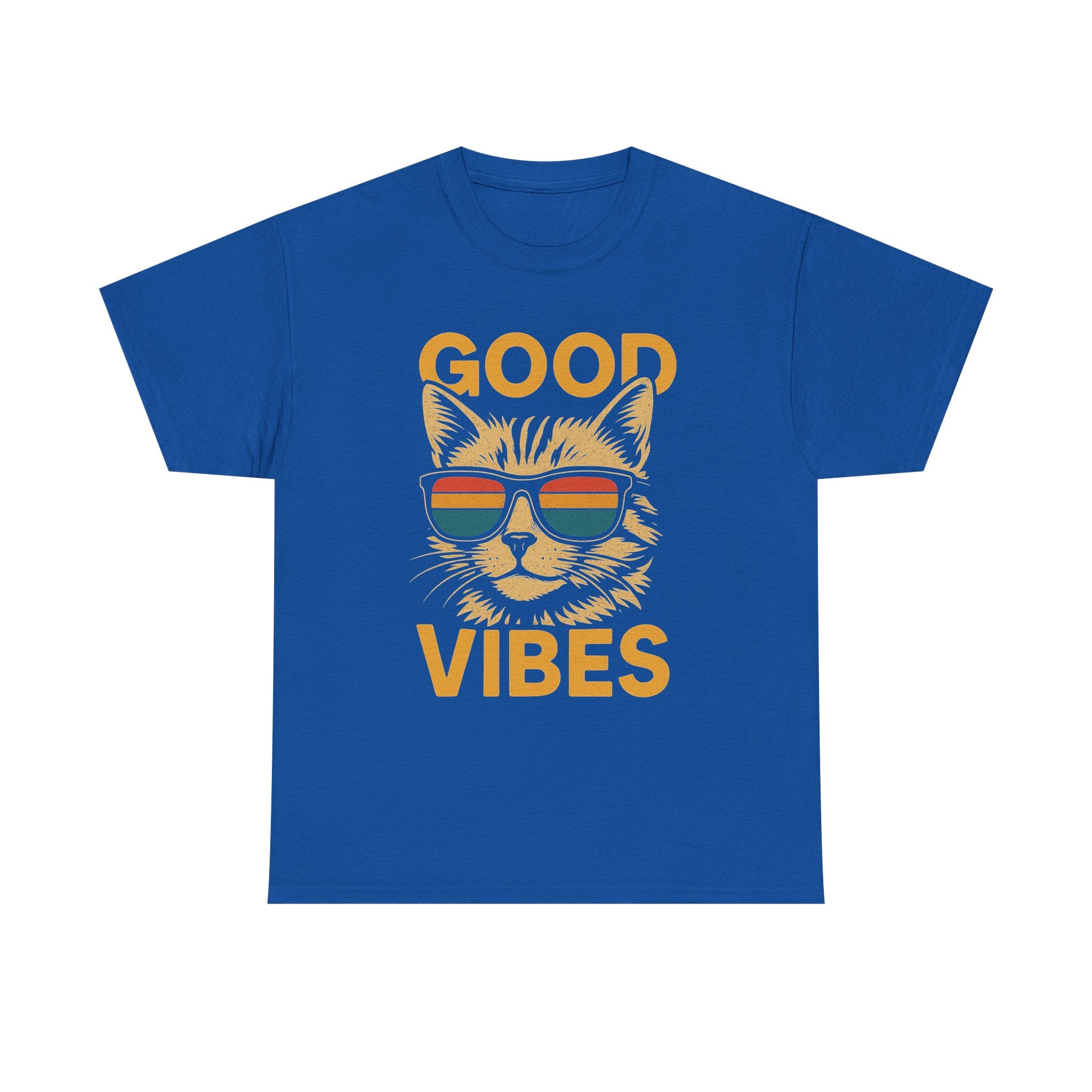 Good Vibes Cat Tee, Unisex Cotton T-Shirt, Summer Casual Top, Gift for Cat Lovers, Fun Pet Shirt, Chill Vibes Outfit