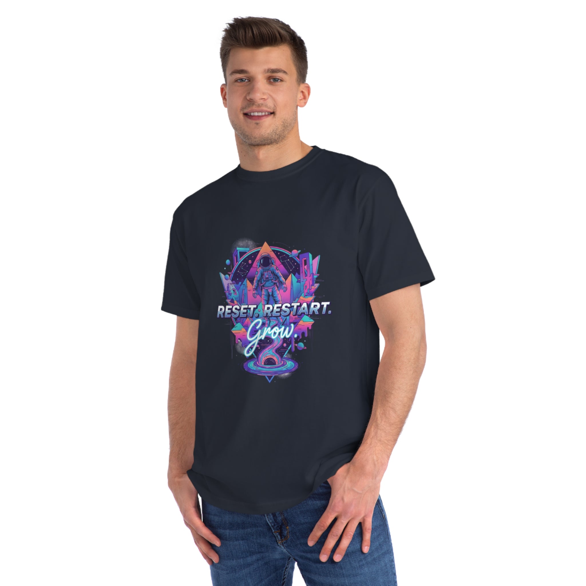 Organic Reset Restart Grow T-Shirt, Unisex Graphic Tee, Motivational Shirt, Eco-Friendly Apparel, Perfect for Gifts